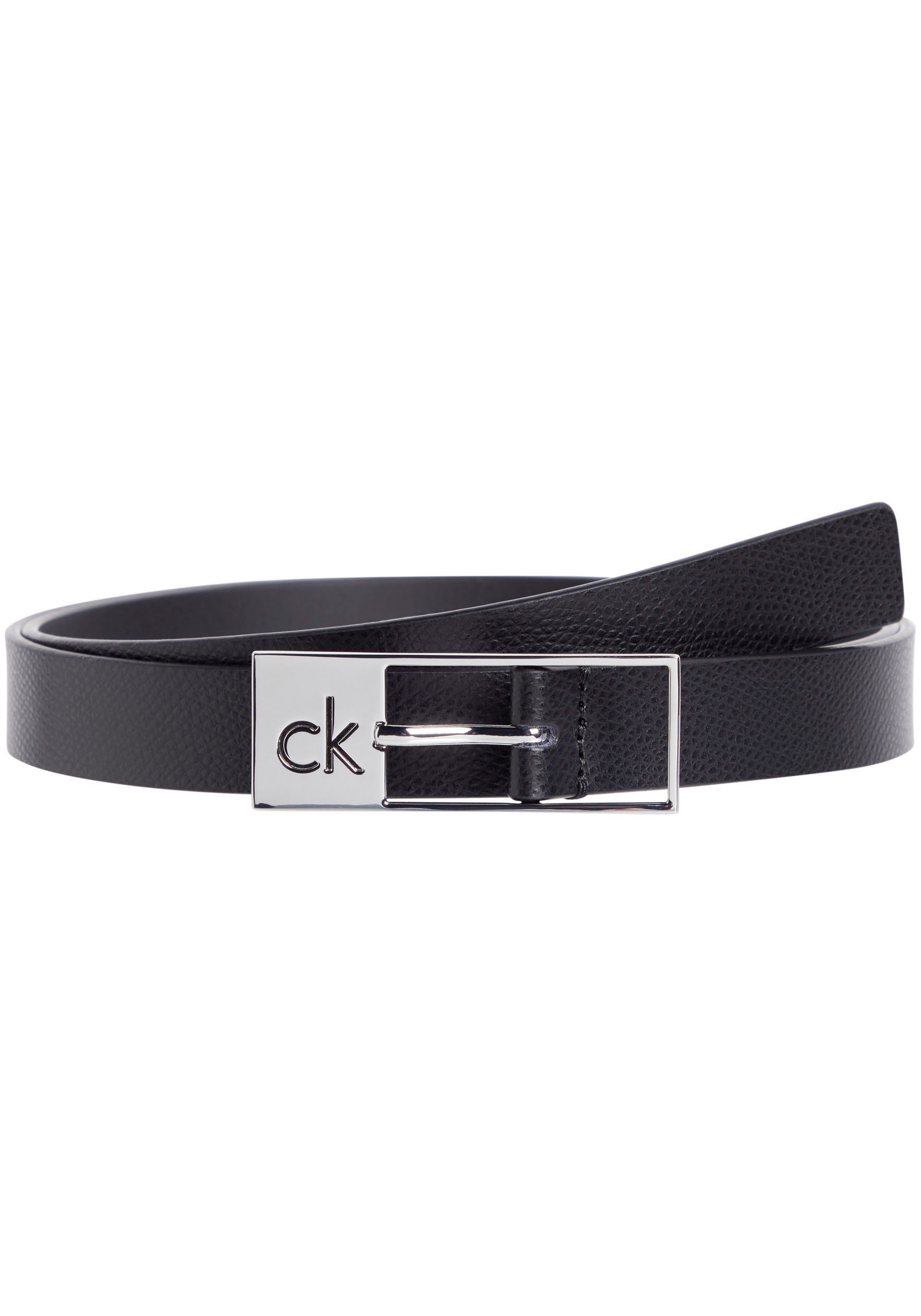 Calvin Klein Ledergürtel »CK CUT SQUARE BUCKLE 2.0_CAVIAR« Logoprägung, Einfachdornschliesse