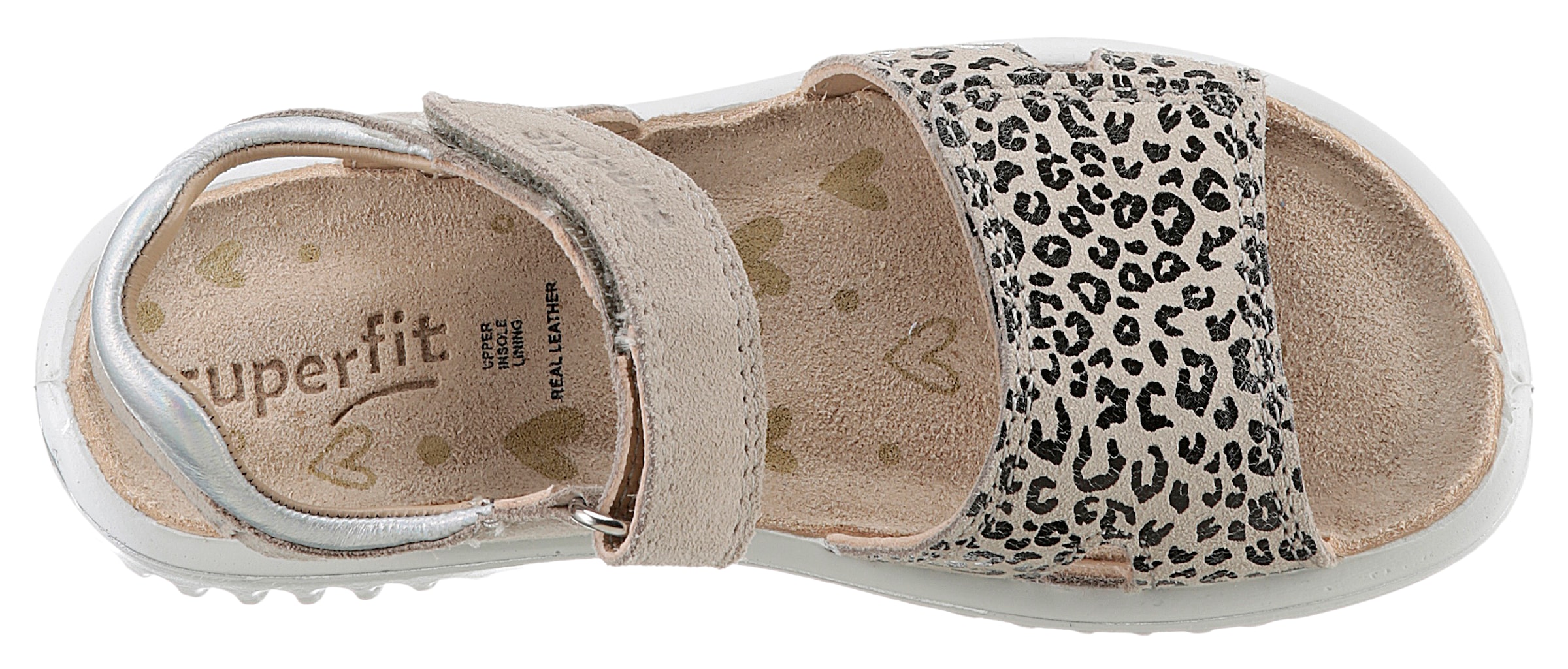 Superfit Sandale »SPARKLE WMS: mittel«, Klett-Sandalette mit Leomuster, Grössenschablone zum Download
