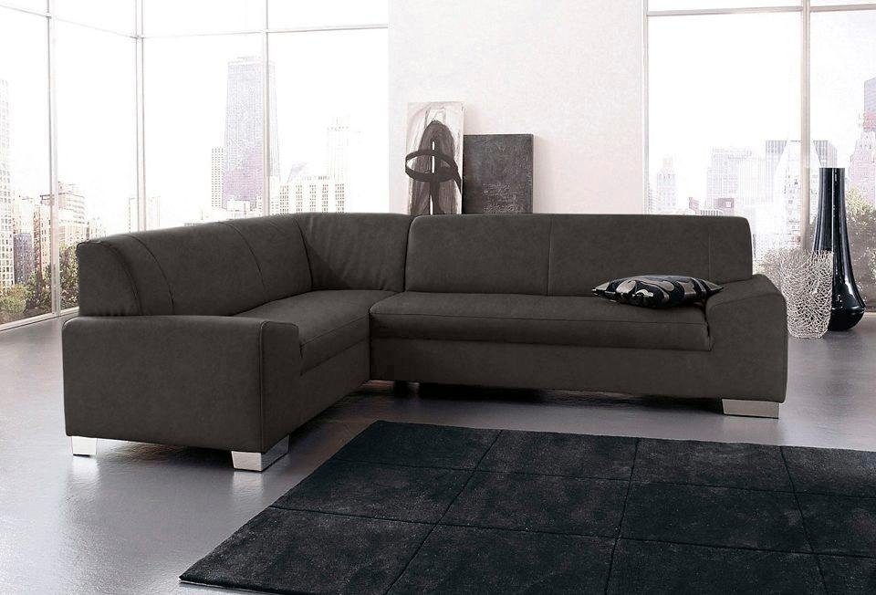 DOMO collection Ecksofa »Alisson, zeitlose Optik, flache Armlehnen, L-Form«, fester Sitzkomfort, wahlweise mit Bettfunktion