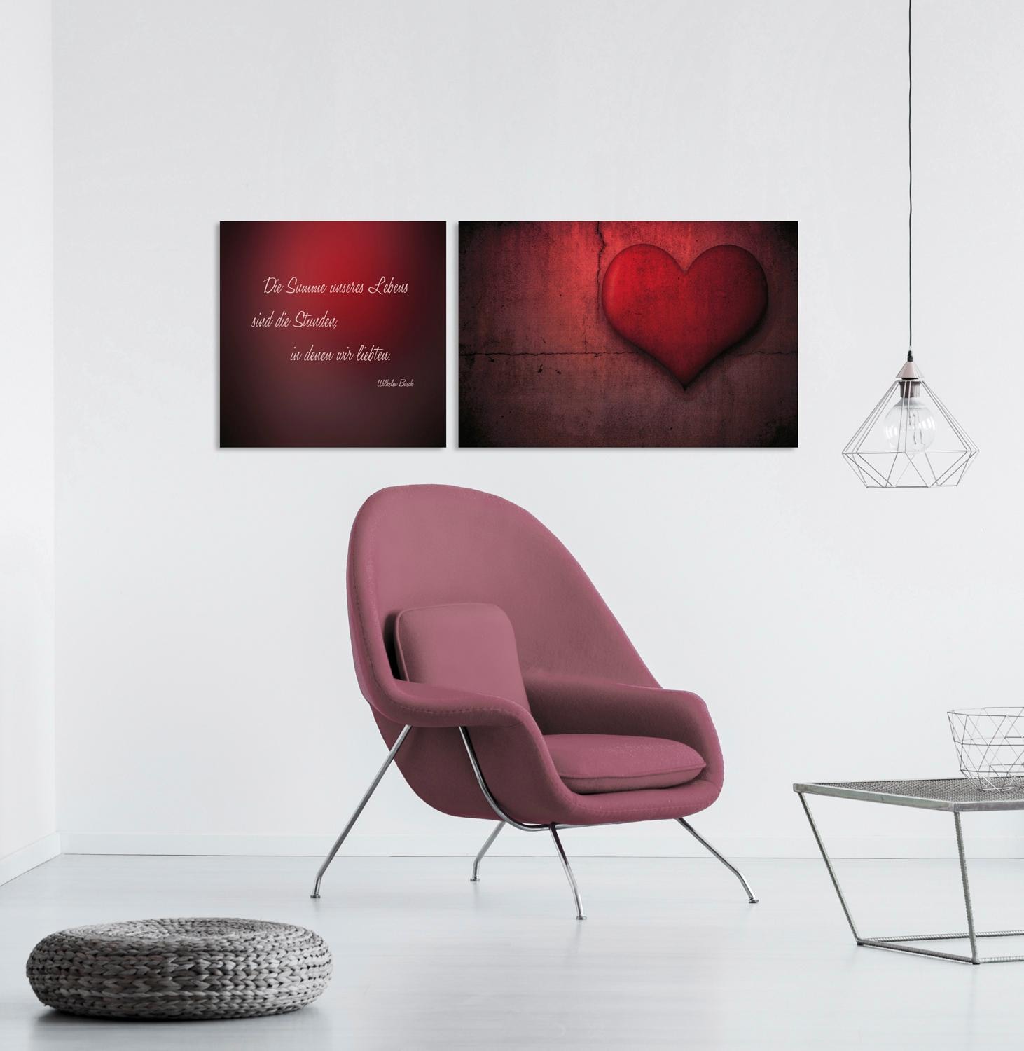 queence Leinwandbild »Sünden«, Herz-Herzbilder-Kunst-Modern-Spa-Spa Bilder-Sprüche-Sprüche & Texte-Schriftzug-Schriftzüge, (Set), Premium-Leinwandstoff, Handarbeit aus Deutschland, Zitat, 2er Set