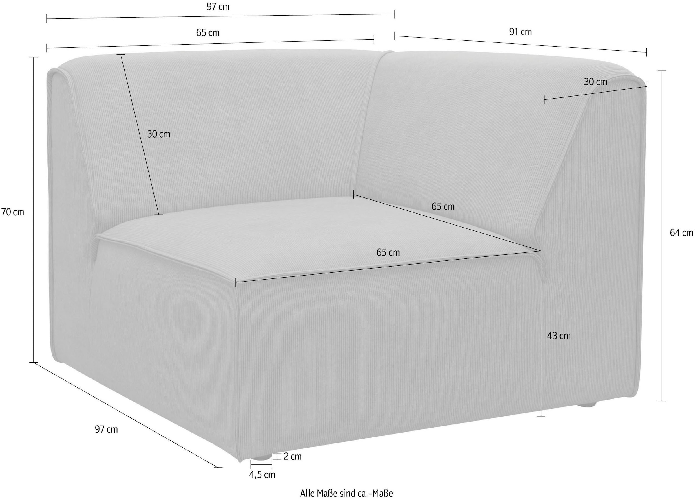 RAUM.ID Sofa-Eckelement »Merid«, als Modul oder separat verwendbar, für individuelle Zusammenstellung