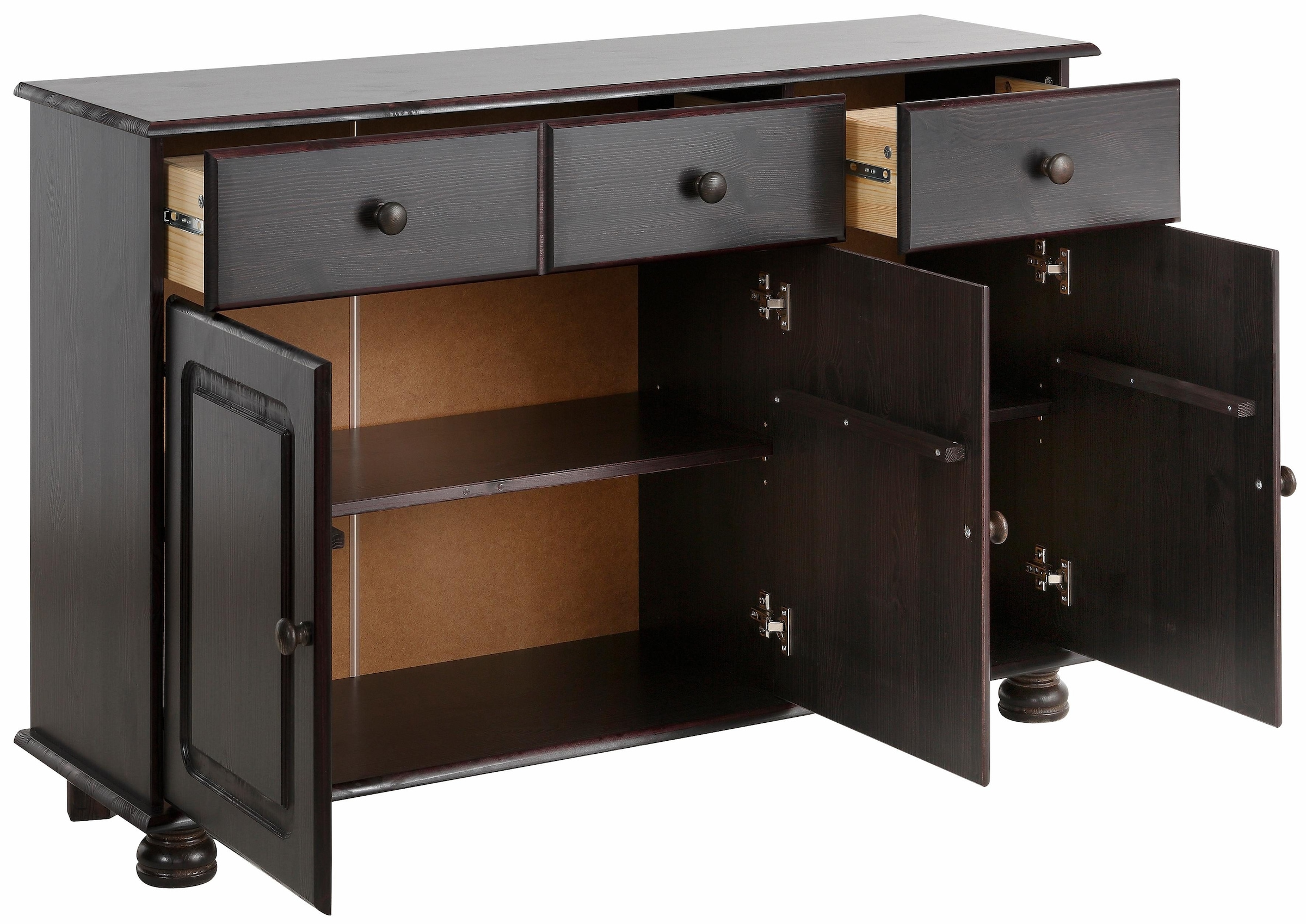 Home affaire Sideboard »Mette«, Kommode mit gefrästen, kugelförmigen Füssen, Breite 120 cm