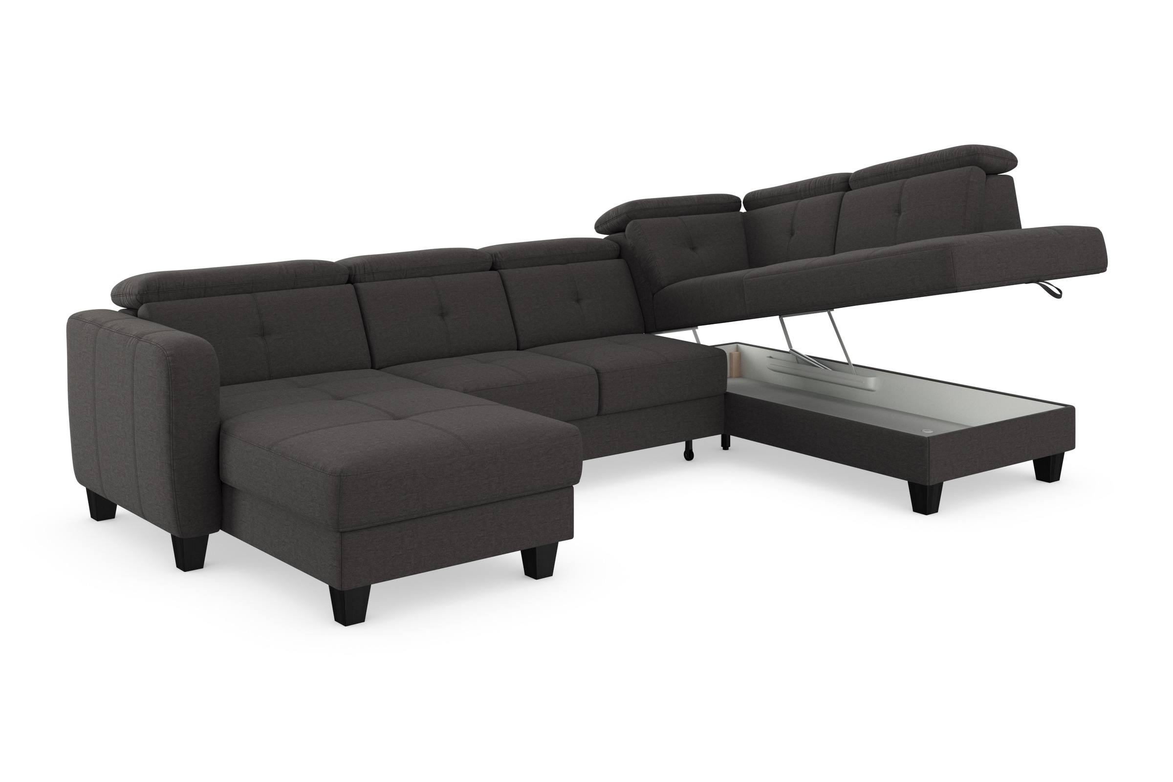 sit&more Wohnlandschaft »Belluci U-Form«, Kopfteilverstellung und Federkern, wahlweise mit Bettfunktion