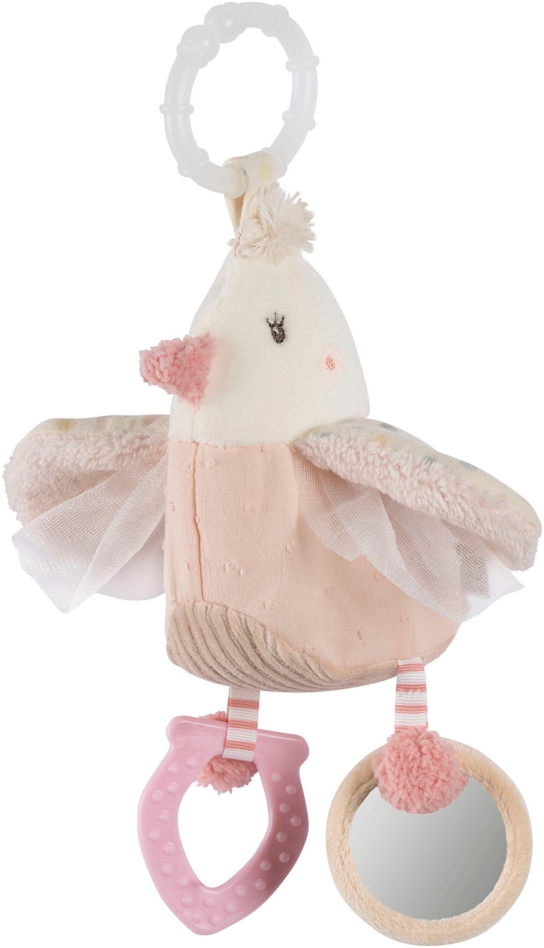 Fehn Greifspielzeug "feehnLAND, Activity-Vogel" zur Befestigung an Kinderwagen, Babyschale oder Bett