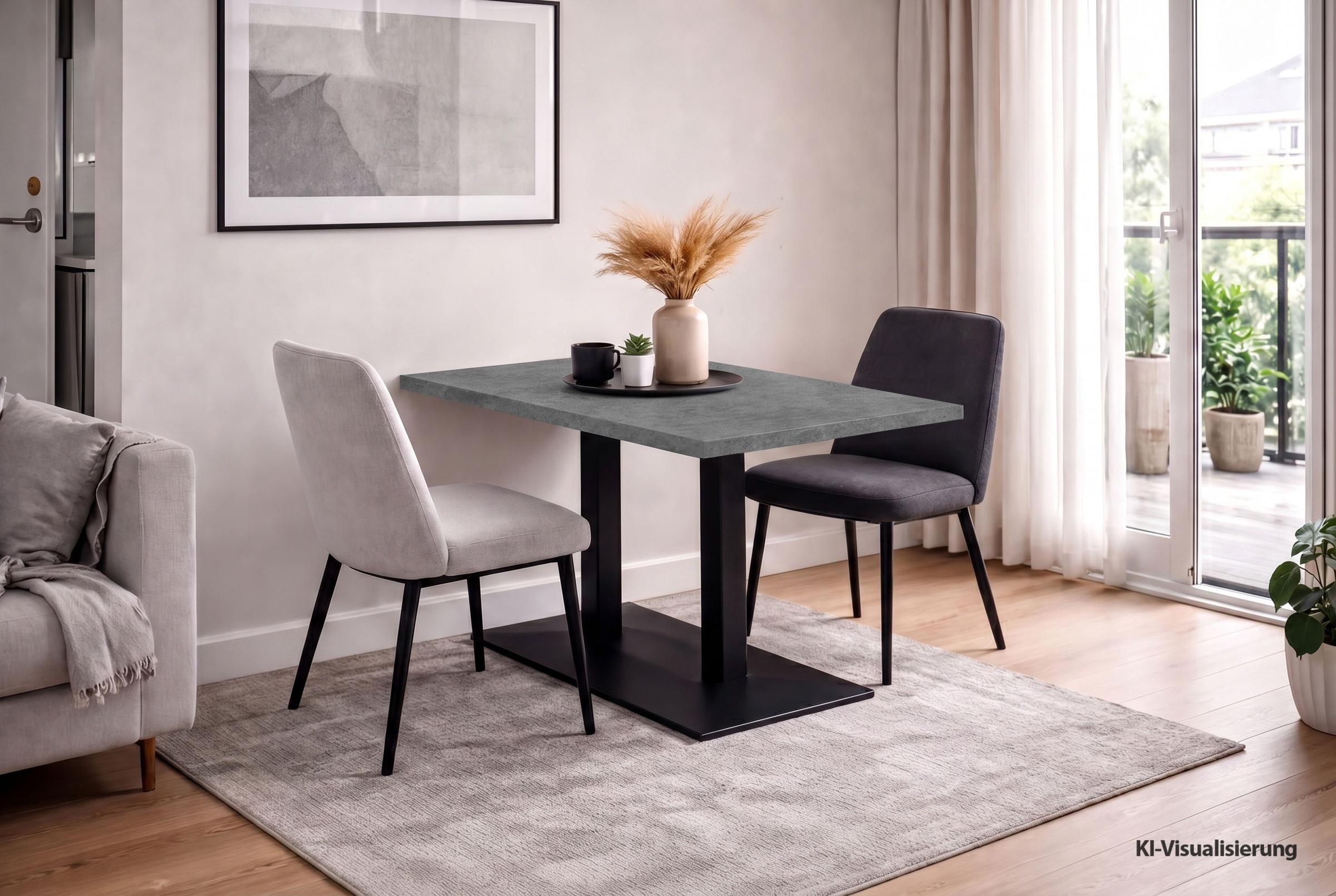 Mäusbacher Bistrotisch "Big Bistro Metall" Doppelsäulengestell, eckige Platte BHT 120x75x70 cm