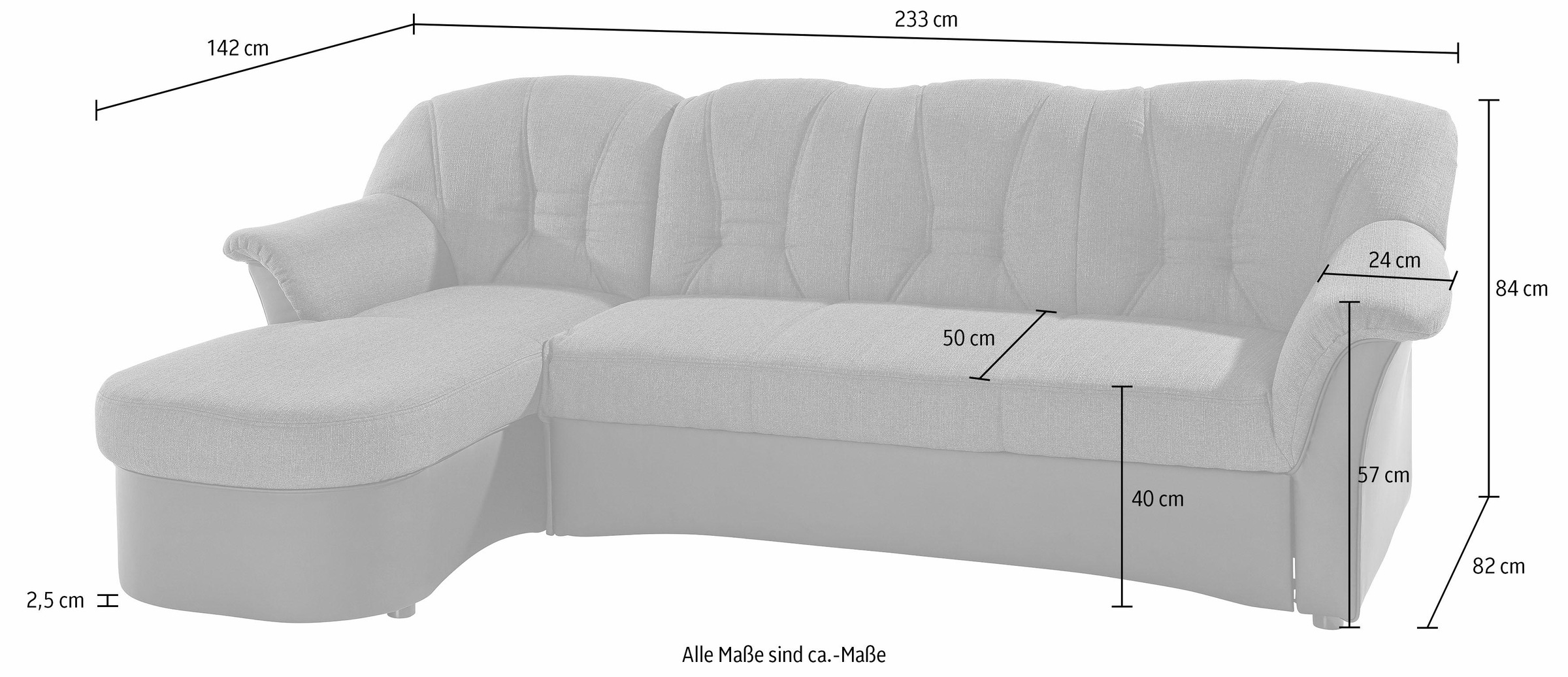 DOMO collection Ecksofa »Elva, zeitlose Formensprache, elegante Rückensteppung, L-Form«, wahlweise mit Bettfunktion und Federkern