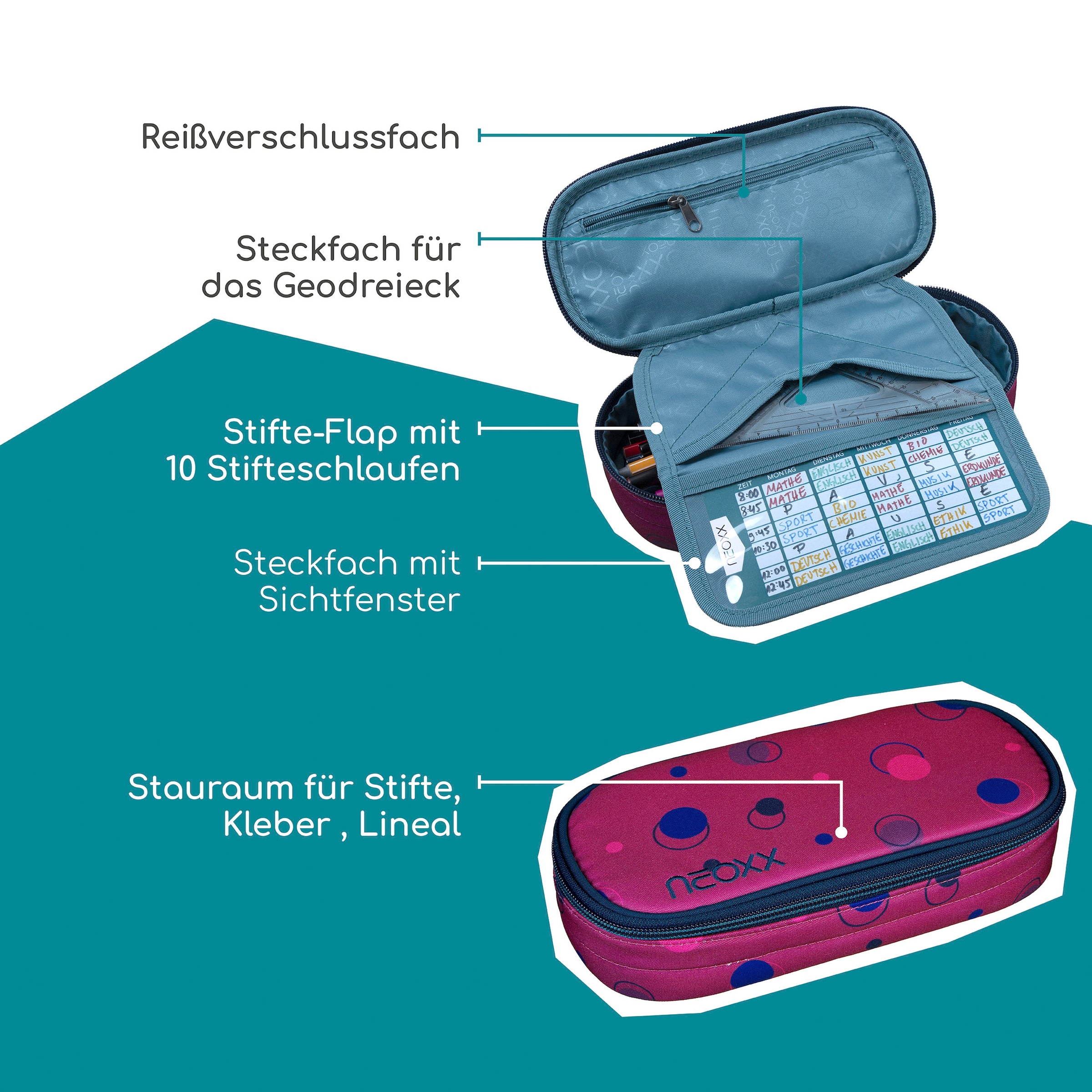 neoxx Schreibgeräteetui »Schlamperbox, Jump, Bubble me around«, teilweise aus recyceltem Material