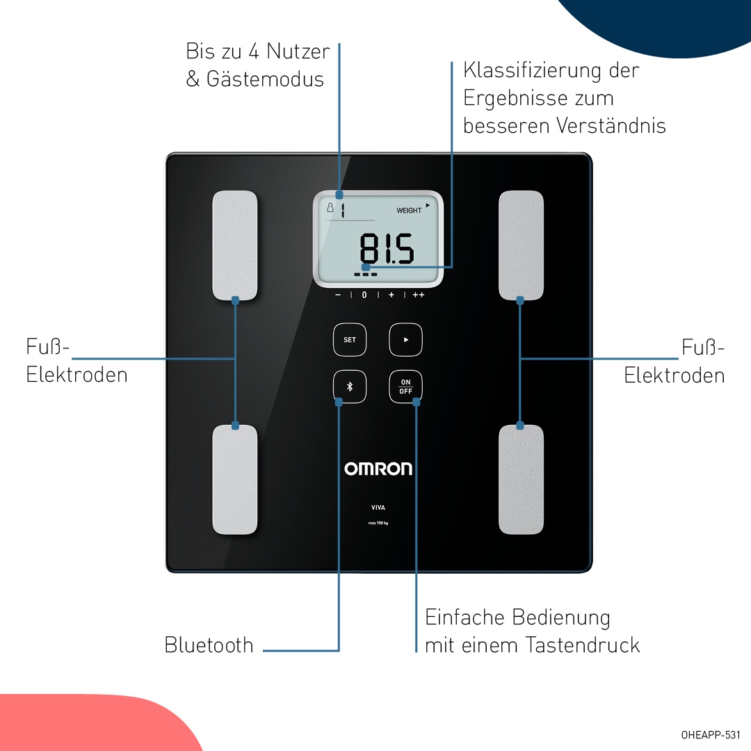 Omron Körper-Analyse-Waage »VIVA HBF-222T-EBK«, mit kostenloser App