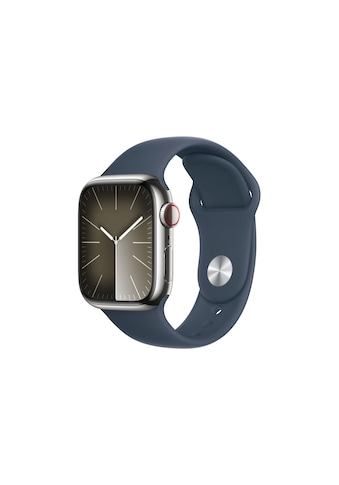 Smartwatch »Series 9, GPS + Cellular, Edelstahl-Gehäuse mit Sportarmband«, (Watch OS 10)
