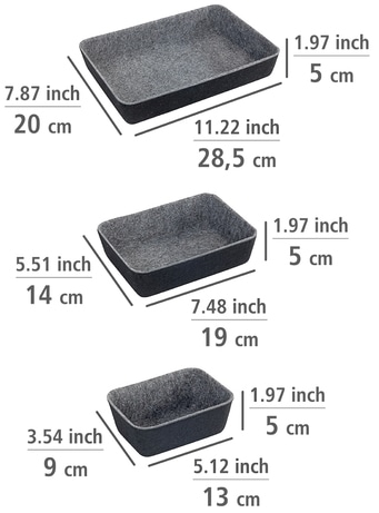 WENKO Organizer, (Set, 7 St.), für Schubladen, aus recyceltem Polyesterfilz