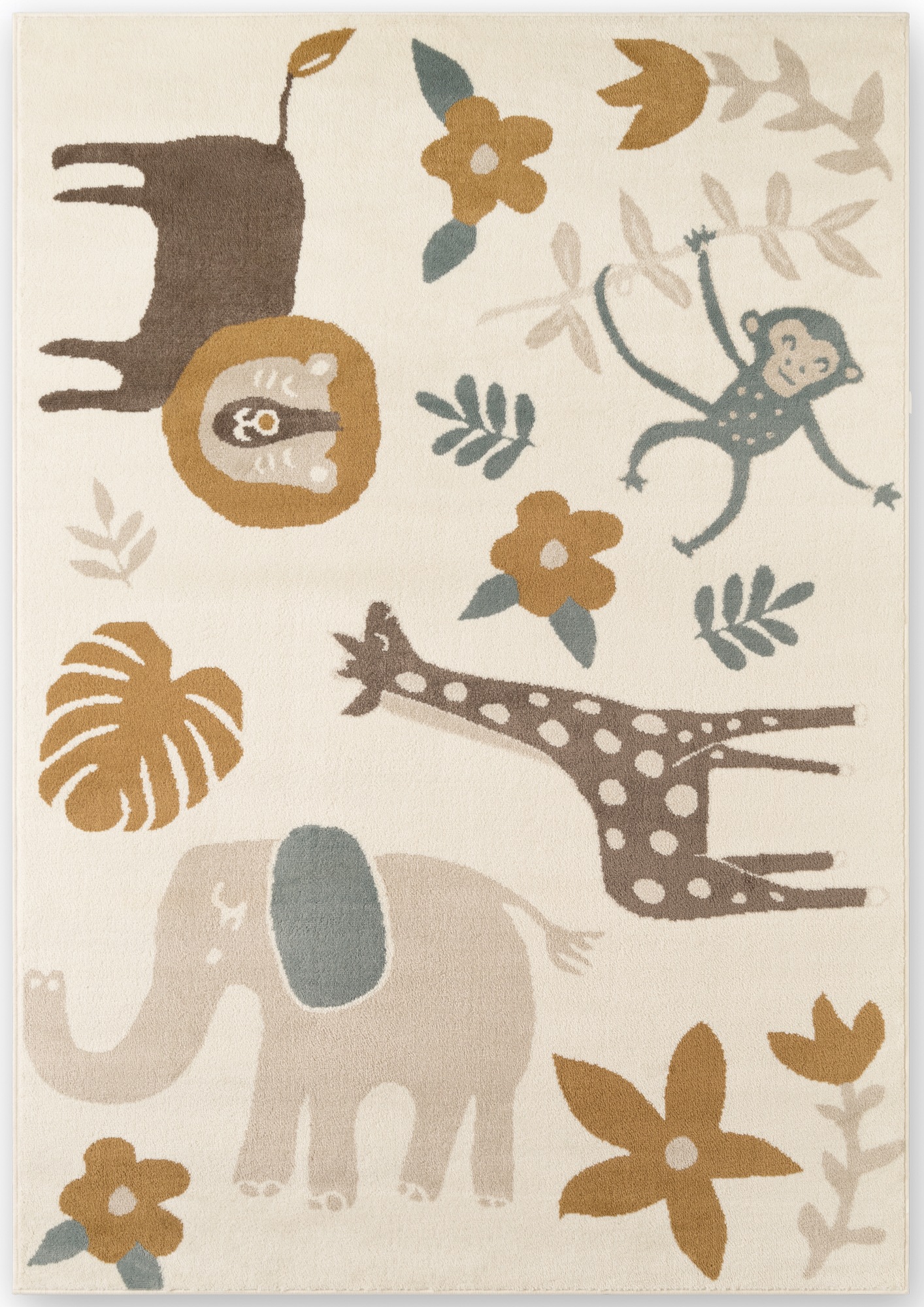 THE RUGS Adventures Safari Rug & Runner Kids Polypropylene Play Rug in Beige | Size: 120cm x 170cm