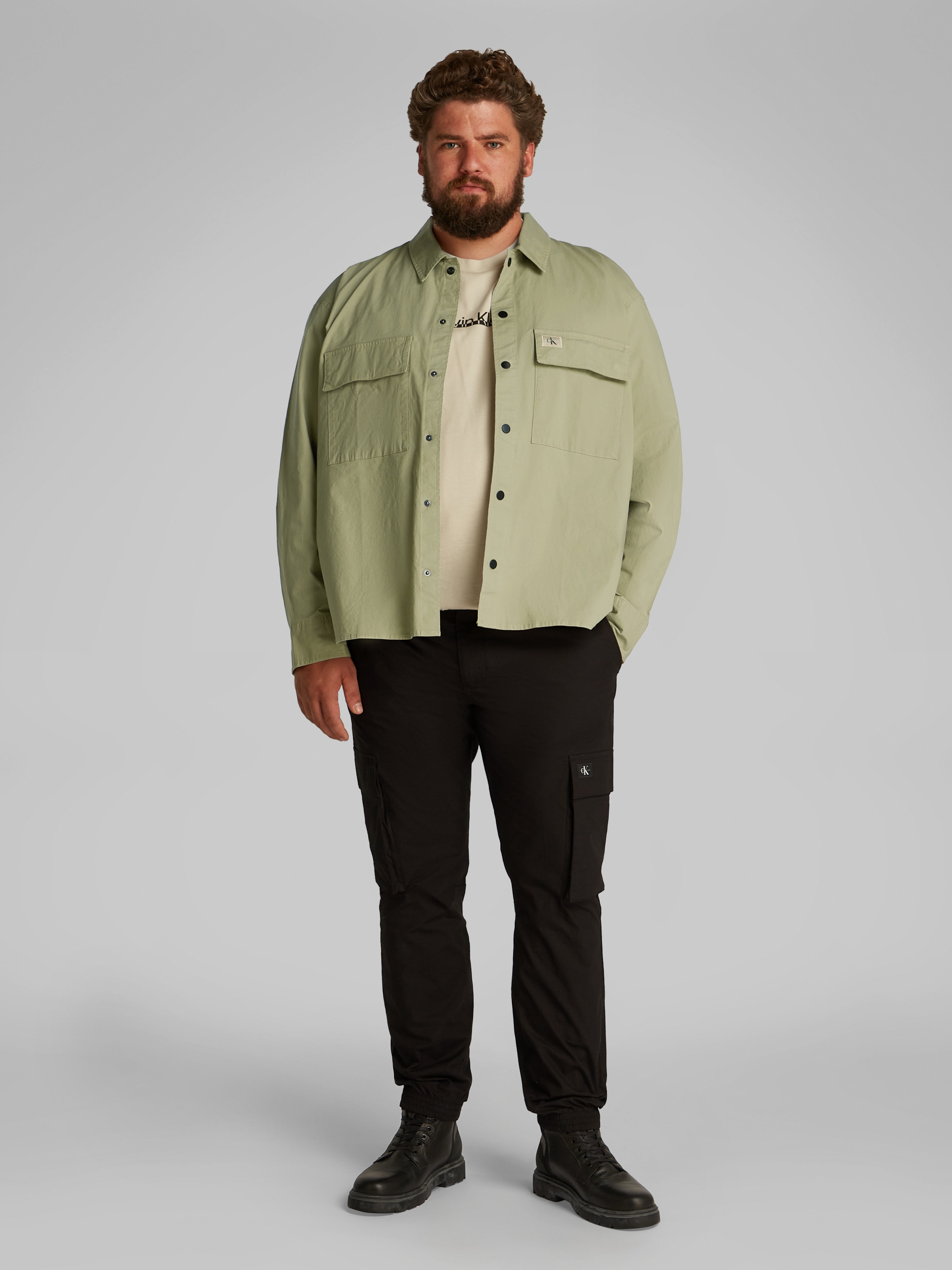 Calvin Klein Jeans Plus Langarmhemd »PLUS CARGO OVERSHIRT«, in grossen Grössen