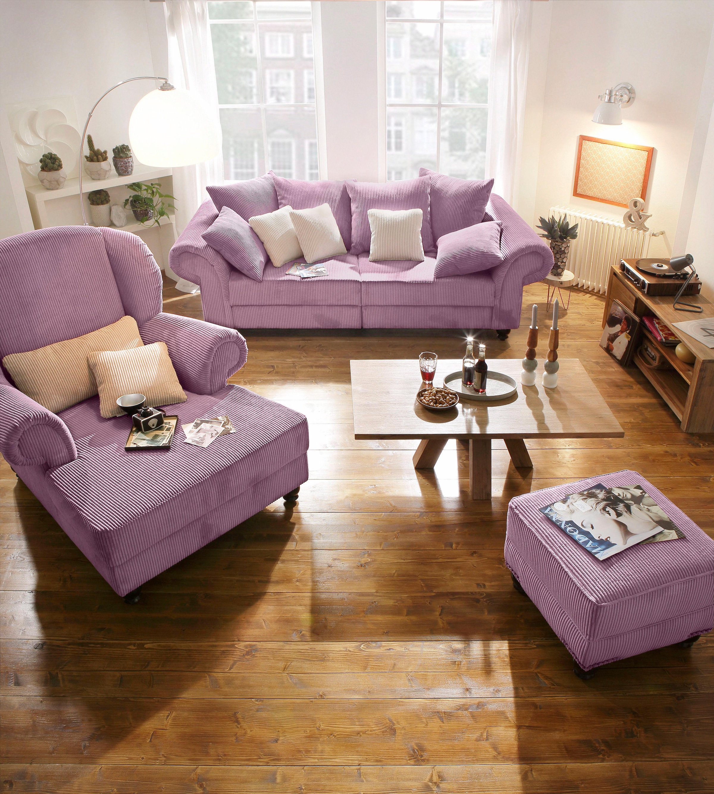 Home affaire Big-Sofa »King Henry Mega Sofa, viel Platz, Breite 242cm, Federkern«, in legerer Polsterung und vielen losen Kissen