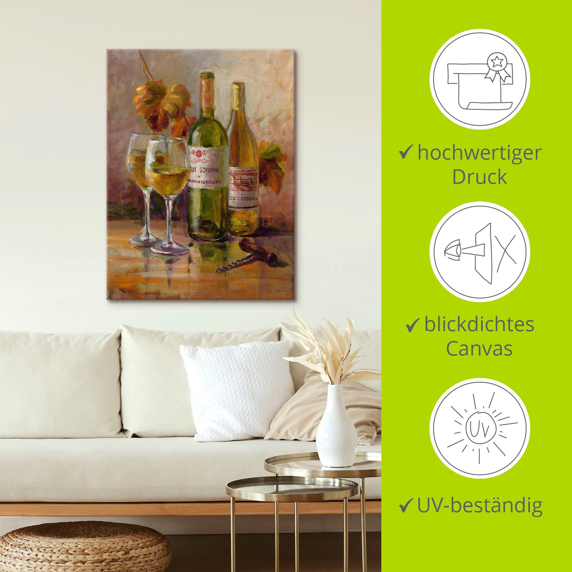 Artland Wandbild »Offener Wein II«, Getränke, (1 St.), als Leinwandbild, Poster in verschied. Grössen