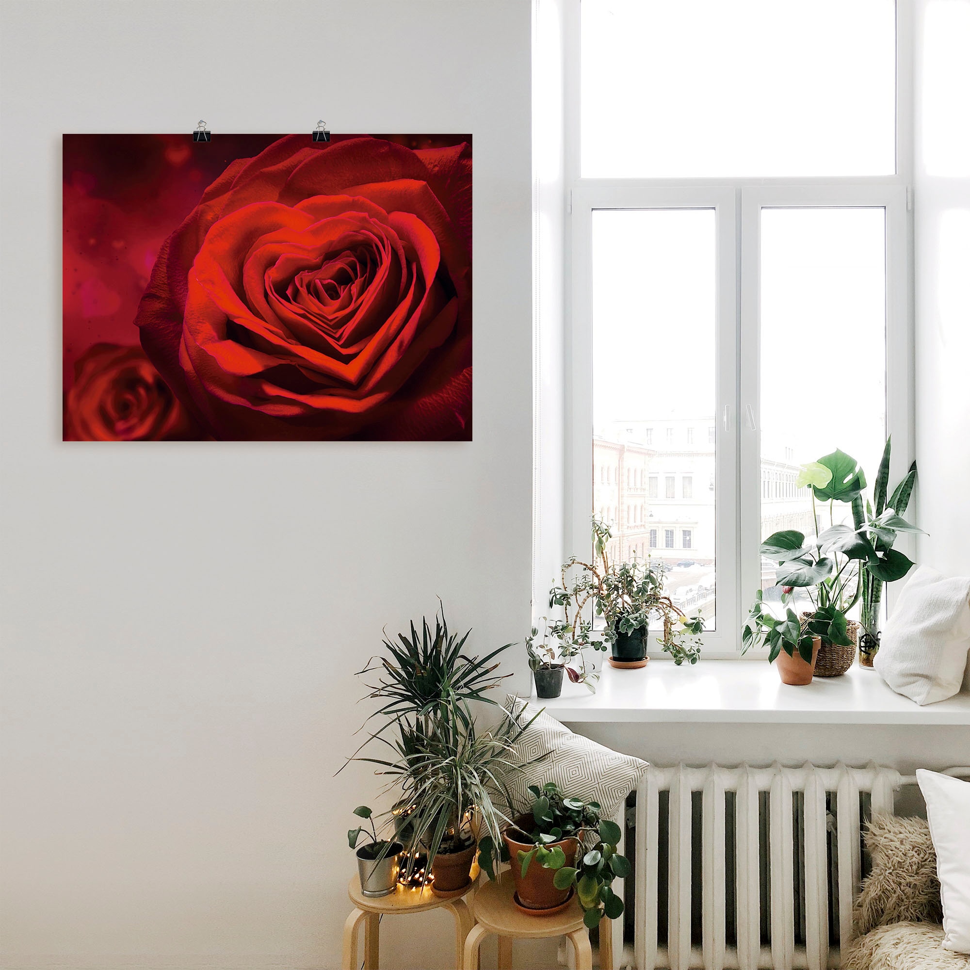 Artland Wandbild »Valentinseinladung mit Herzen und Rosen«, Blumen, (1 St.), als Leinwandbild, Poster, Wandaufkleber in verschied. Grössen