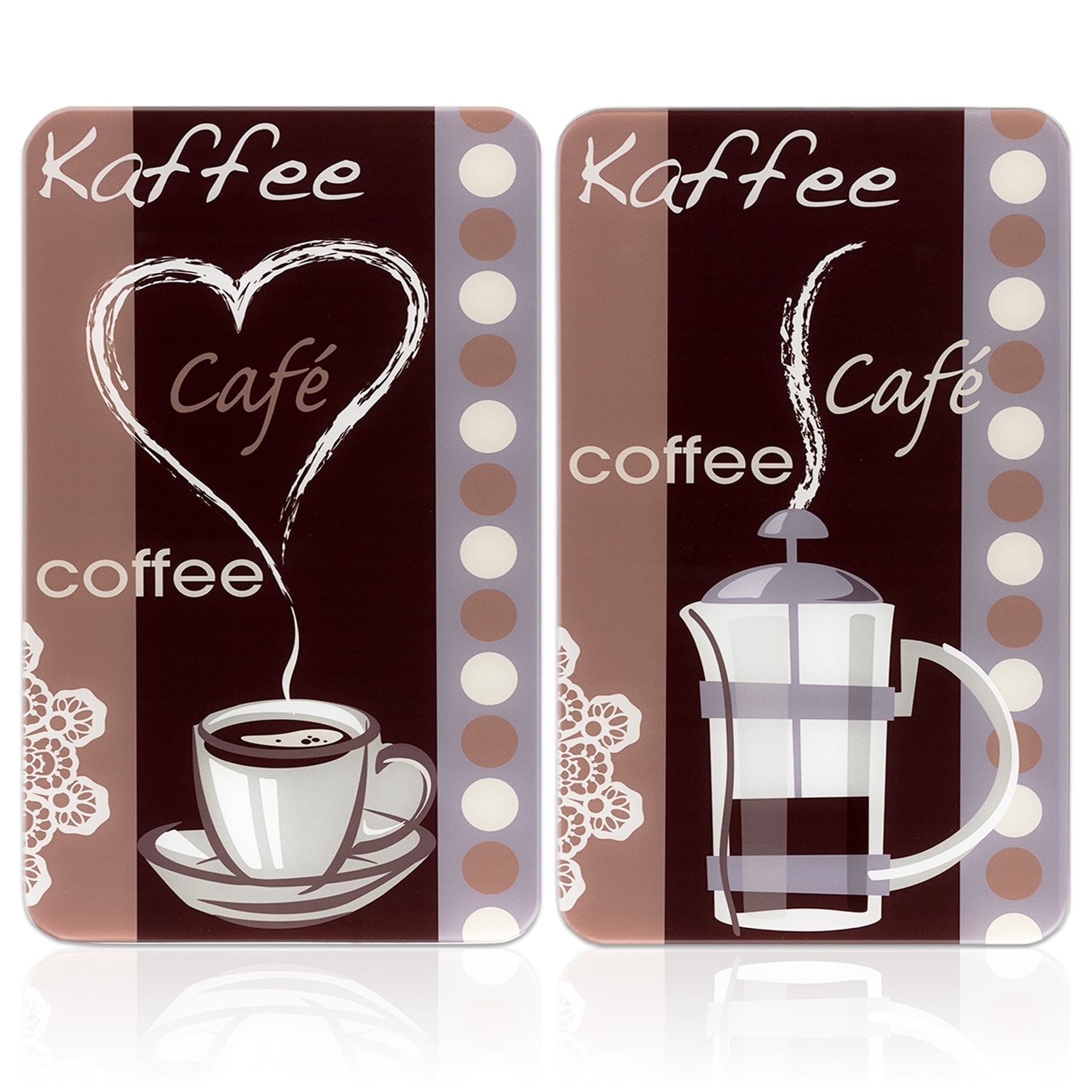 Maximex Herd-Abdeckplatte »Universal Modell Kaffeeduft«, (Set, 2 tlg.), Herdabdeckung für alle Herdarten, kratzfest, mit rutschfesten Füssen