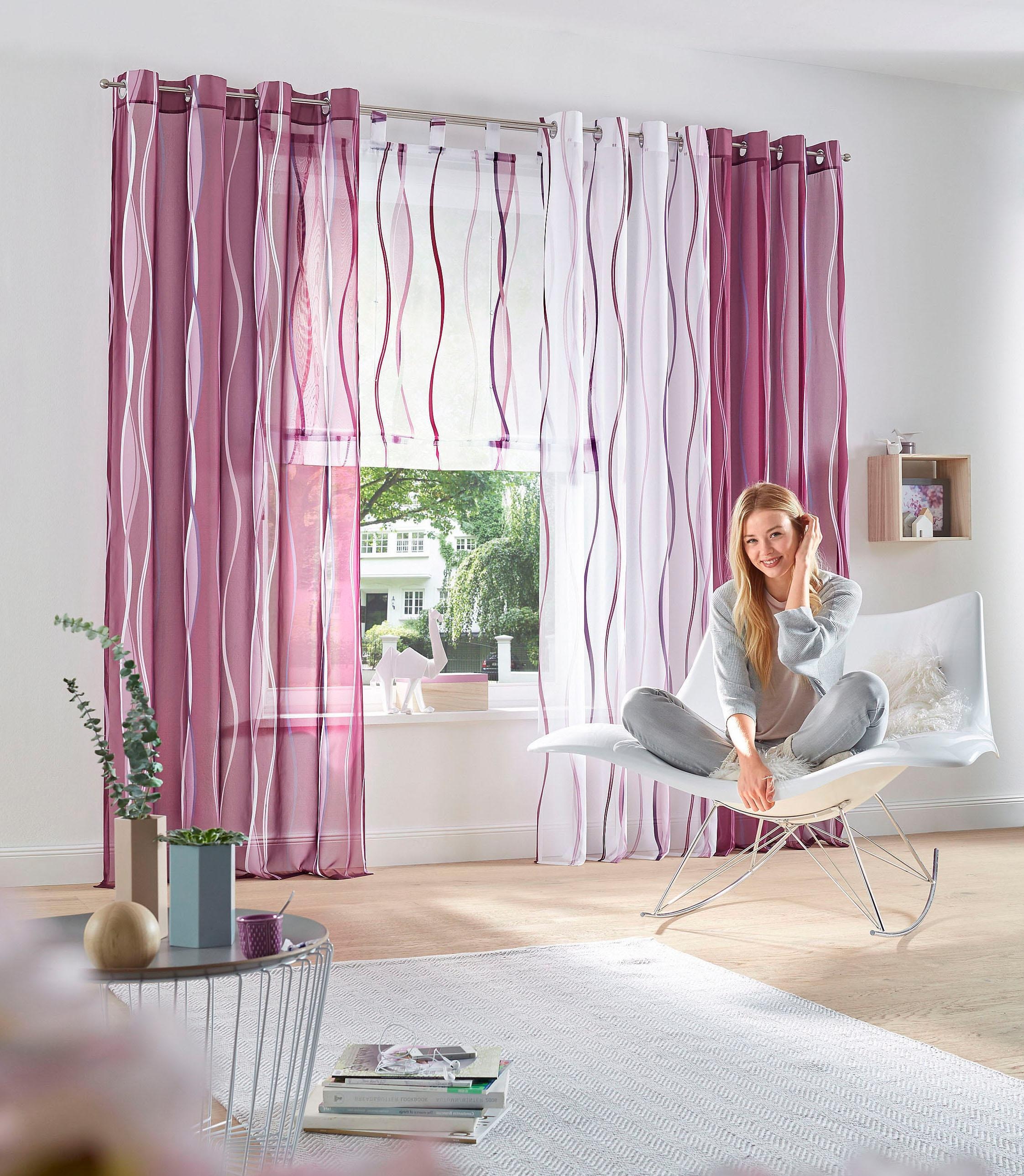 Jelmoli-Versand home kaufen Voile, Polyester, Wellen (2 my transparent, Gardine Set, online »Dimona«, St.), | 2-er