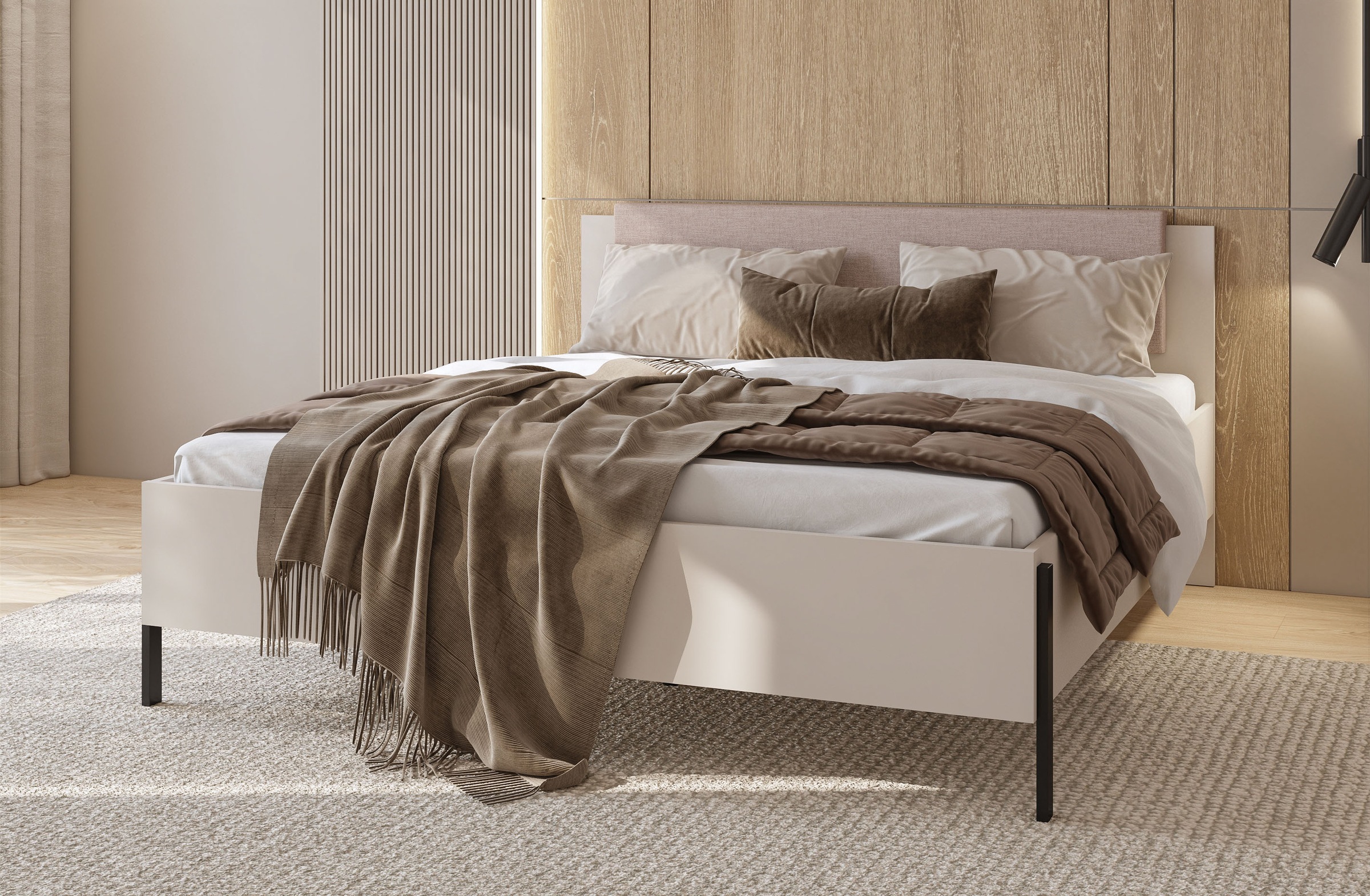 GOODproduct Bett »Jukon, mit gepolstertem Kopfteil, Füsse aus Metall, modernes Design« 3 Breiten:100cm, 160cm und 180cm, in drei Grössen, perfekt auch als Jugendbett