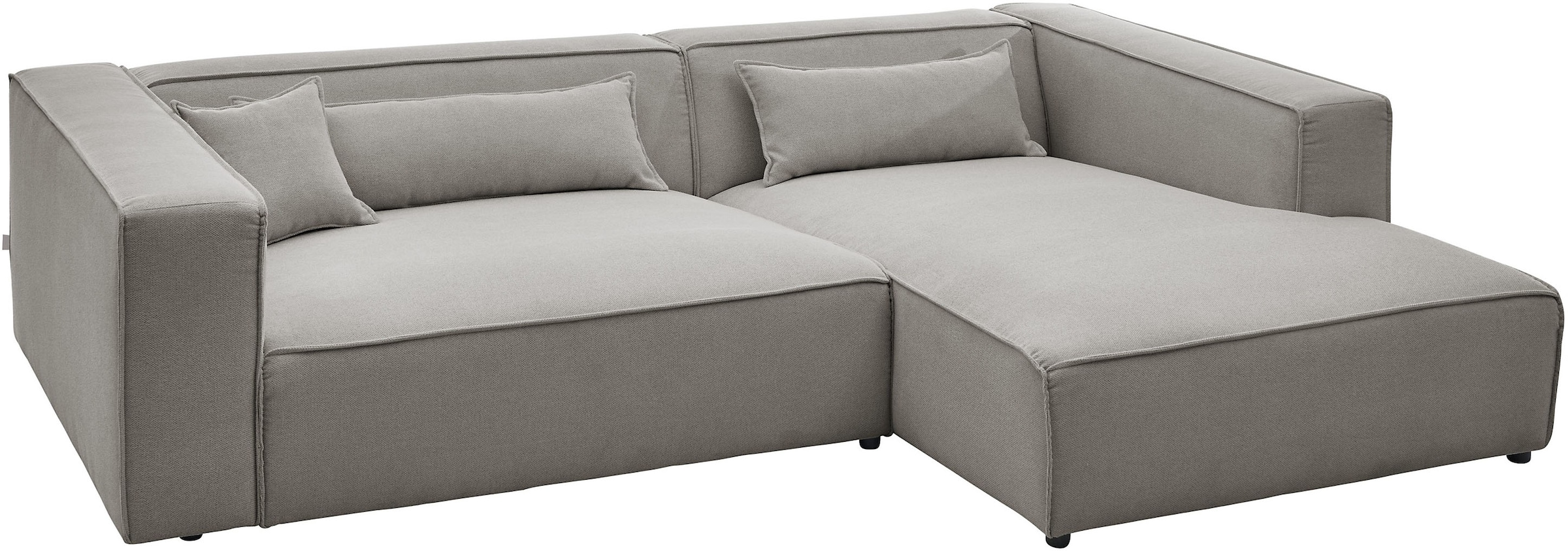 LeGer Home by Lena Gercke Ecksofa »PIARA XXL, Big-Sofa in Cord oder Leinenoptik, L-Form, mit Kedernaht«, wahlweise Ottomane rechts/links, schwarze Füsse, extra tiefe Sitzfläche