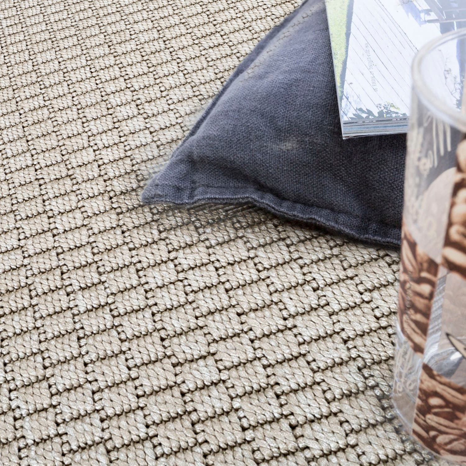 Paco Home Teppich »Timber 125«, rund, 4 mm Höhe, Flachgewebe, Sisal Optik, In- und Outdoor geeignet, Wohnzimmer
