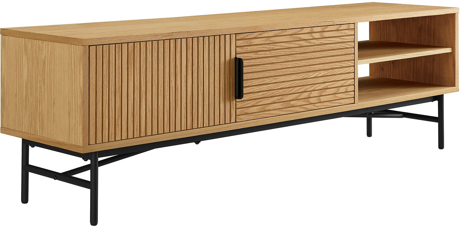 SalesFever Lowboard »Design Lowboard für stilvolle Akzente«, Kommode, Eiche Echtholzfurnier, Breite 160 cm