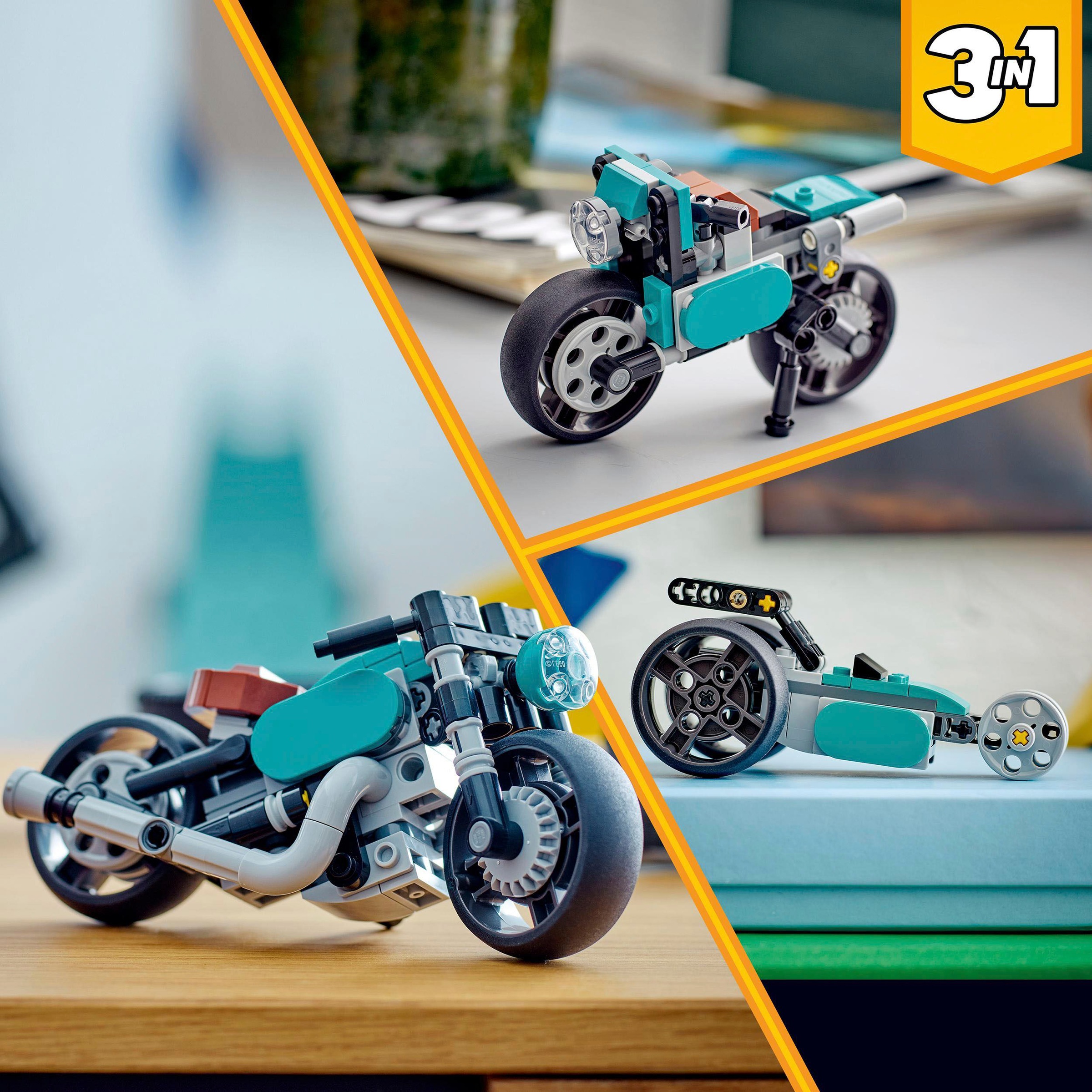 LEGO® Konstruktionsspielsteine »Oldtimer Motorrad (31135), LEGO® Creator 3in1«, (128 St.)