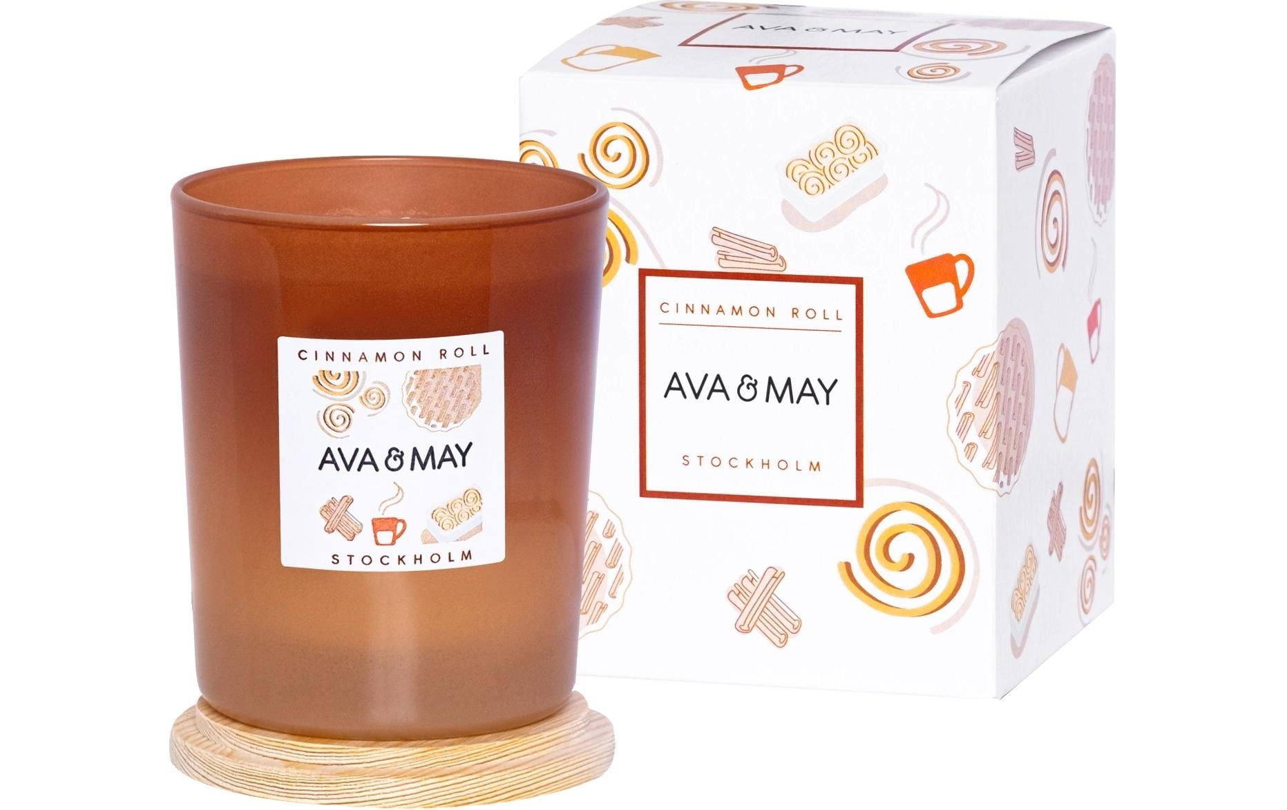 AVA & MAY Duftkerze »Cinnamon roll 180 g«, Holzart: Buche (Schweden)