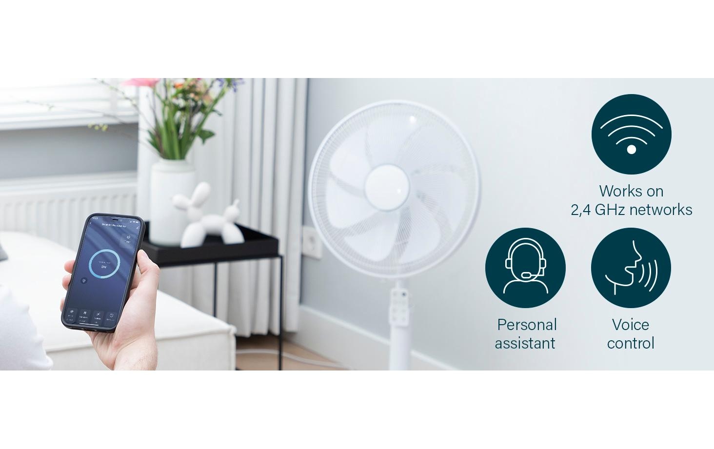 PRINCESS Standventilator »Smart DC 40 cm, App-gesteuert, Weiss«