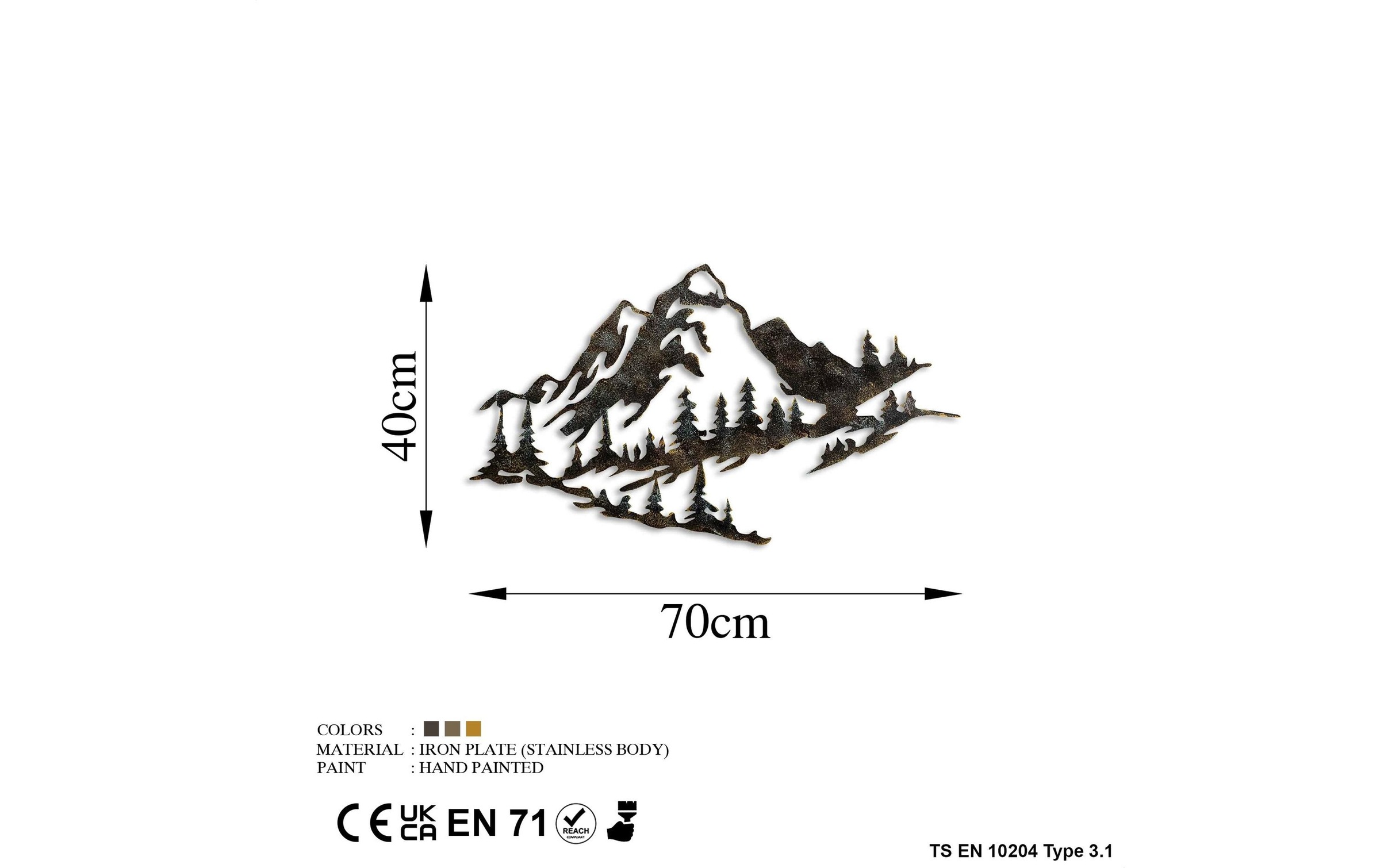 Wanddekoobjekt »Wallxpert Mountain 70 x 40 cm Metall«
