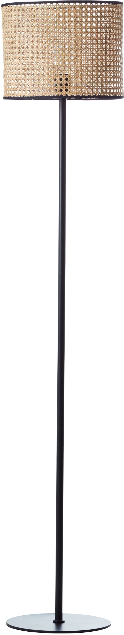 Brilliant Stehlampe »WILEY«, 1 flammig, Leuchtmittel E27 ohne Leuchtmittel, 154 cm Höhe, Ø 30 cm, 1 x E27, Metall/Rattan, holz hell/schwarz