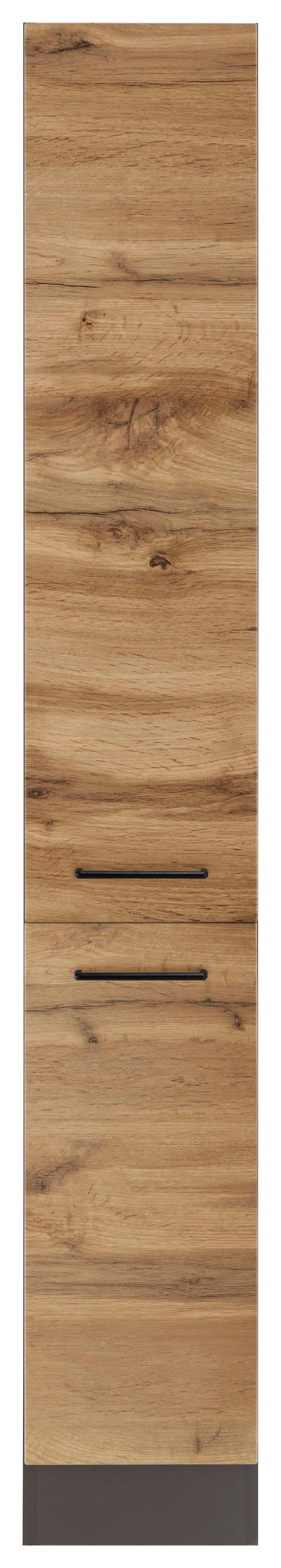 KOCHSTATION Apothekerschrank "KS-Tulsa" 30 cm breit, 200 cm hoch, mit 2 Auszügen, Metallgriff, MDF Front