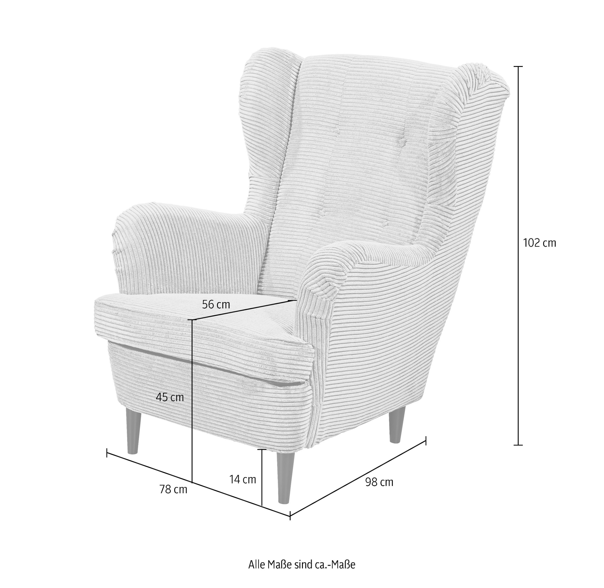 ED EXCITING DESIGN Ohrensessel »Oskar«, mit Massivholzfüssen