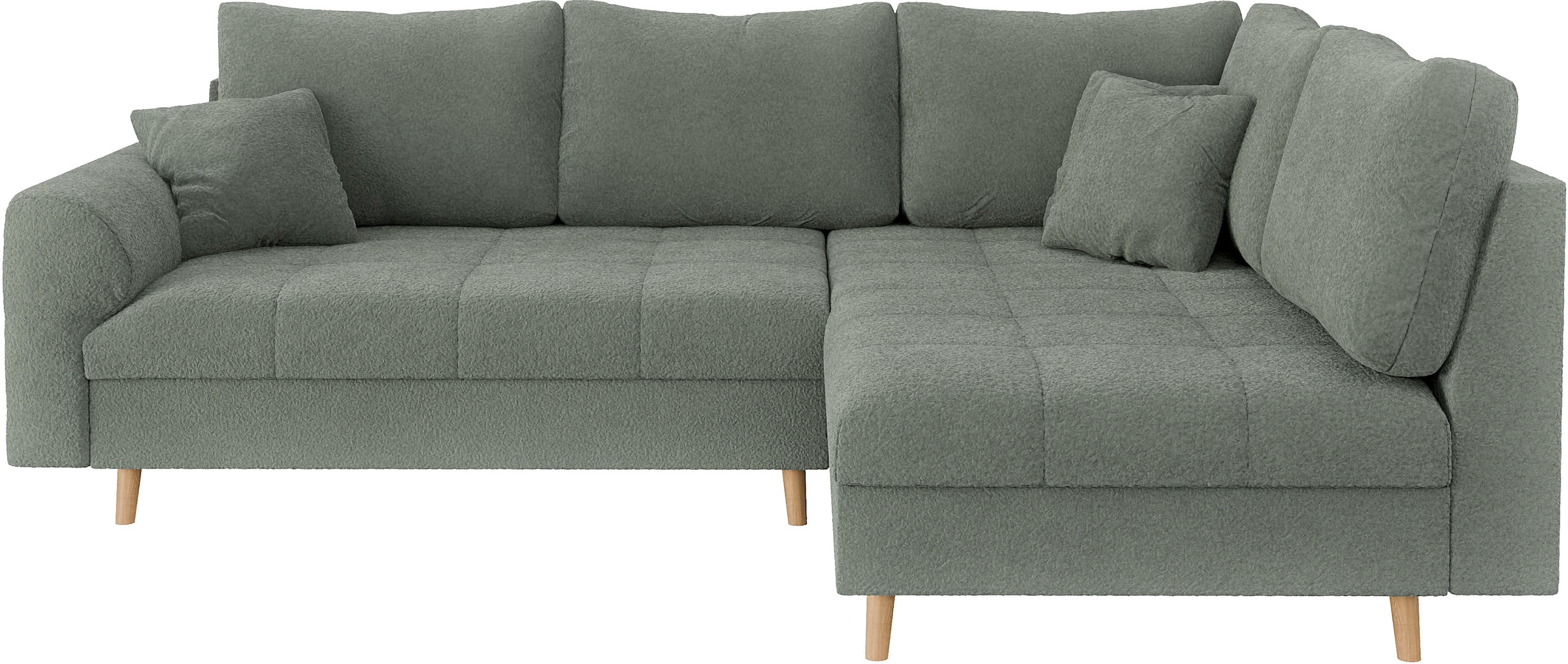 Home affaire Ecksofa »CHARRE L-Form mit Ottomane, Masse B/T/H: 231/161/81 cm«, feine Steppung, lose Rücken- und Zierkissen, auch in Cord und Bouclé