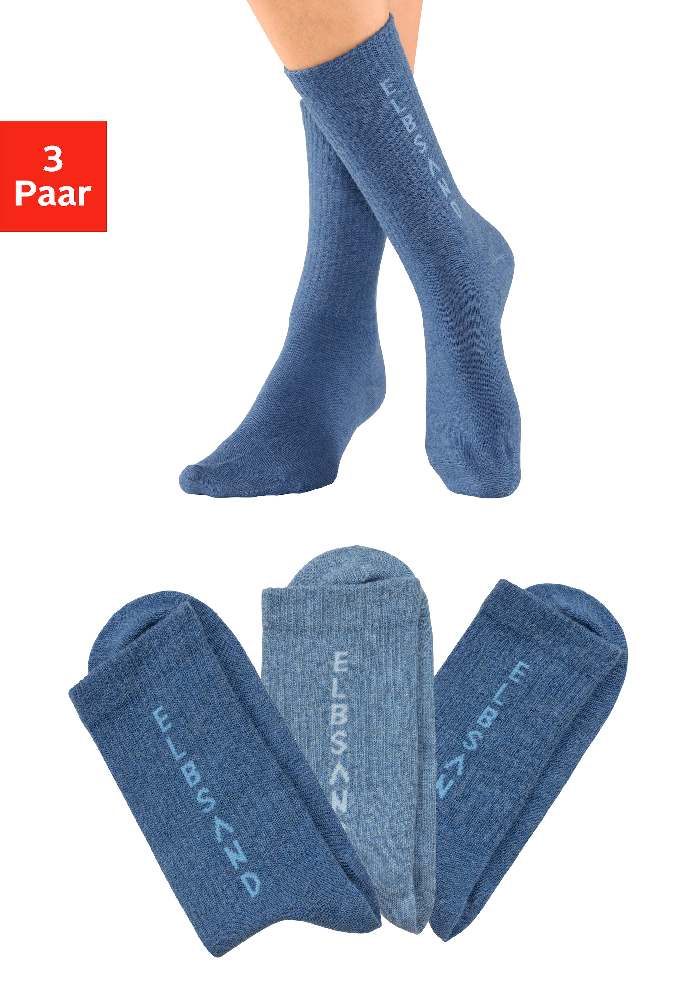 Socken, (Packung, 3 Paar), mit eingestricktem Schriftzug