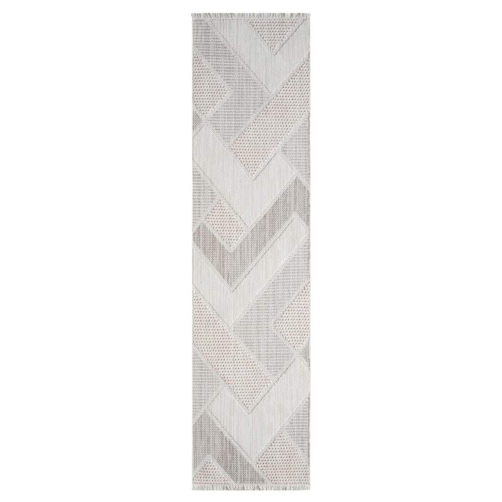 Carpet City Teppich »LINDO 8877«, rechteckig, 11 mm Höhe, Kurzflor, Hochtief-Muster/ 3D-Effekt, Fransen, Boho-Stil, Wohnzimmer