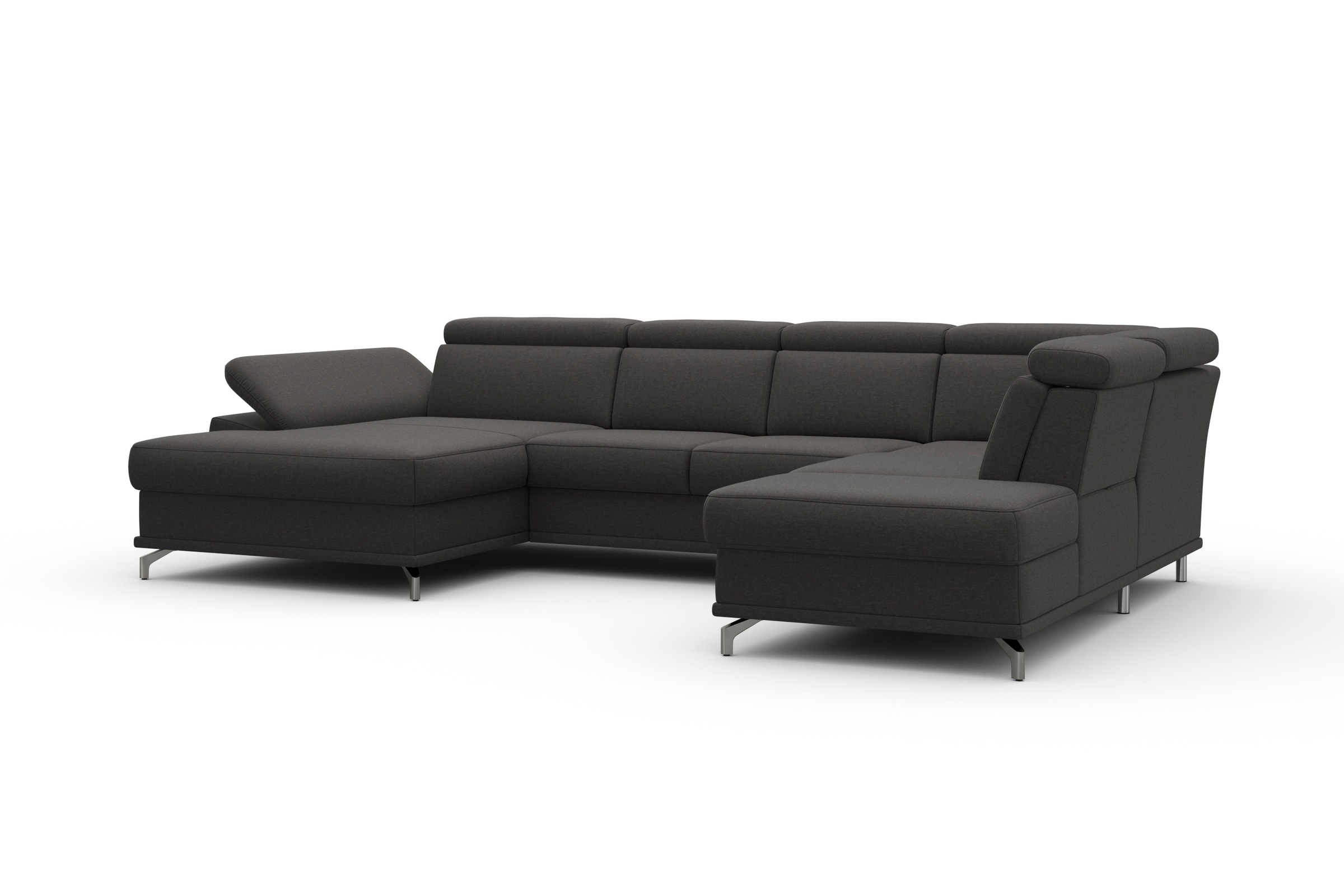 sit&more Wohnlandschaft »Cabrio U-Form, mit Sitztiefenverstellung, Arm- und Kopfteilverstellung«, 3 Nierenkissen, Federkern, optional Bettfunktion und Stauraum