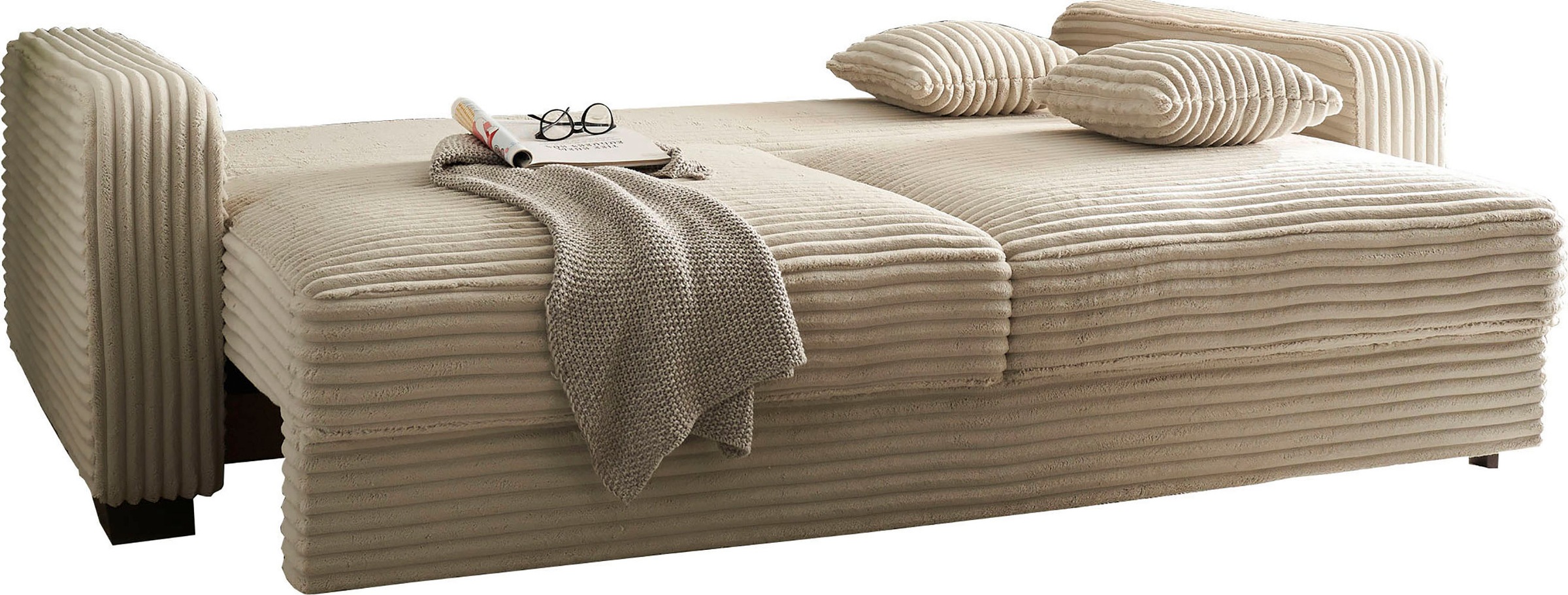 ED EXCITING DESIGN Schlafsofa »Carrara«, frei im Raum stellbar, mit Bettkasten, mit Schlaffunktion und 4 Kissen