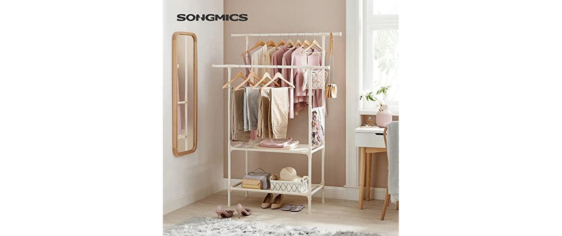 SONGMICS Garderobenständer »112 x 49 x 177 cm, Weiss«