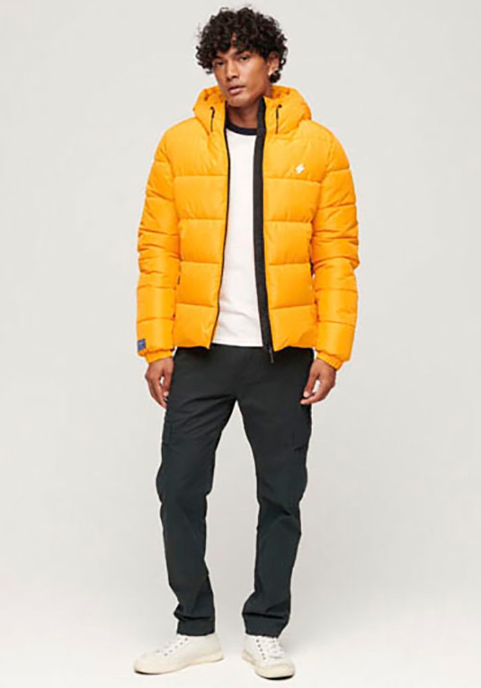 Superdry Steppjacke »HOODED SPORTS PUFFR JACKET«, mit Kapuze, mit kontrastfarbener Stickerei