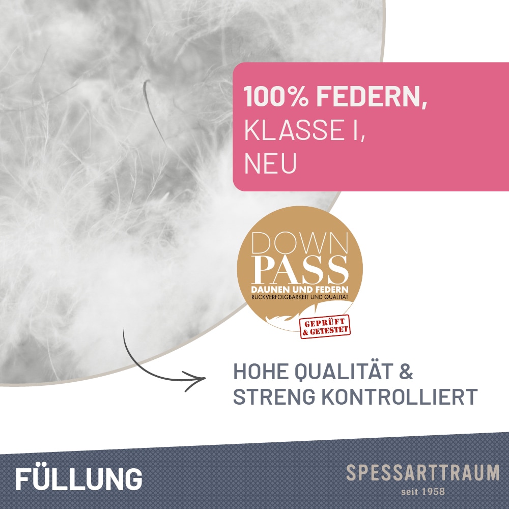 SPESSARTTRAUM Federkissen »FIRST CLASS«, Füllung: 100% Federn, Bezug: 100% Baumwolle, (2 St.), Kopfkissen in verschiedenen Grössen erhältlich, im Set günstiger