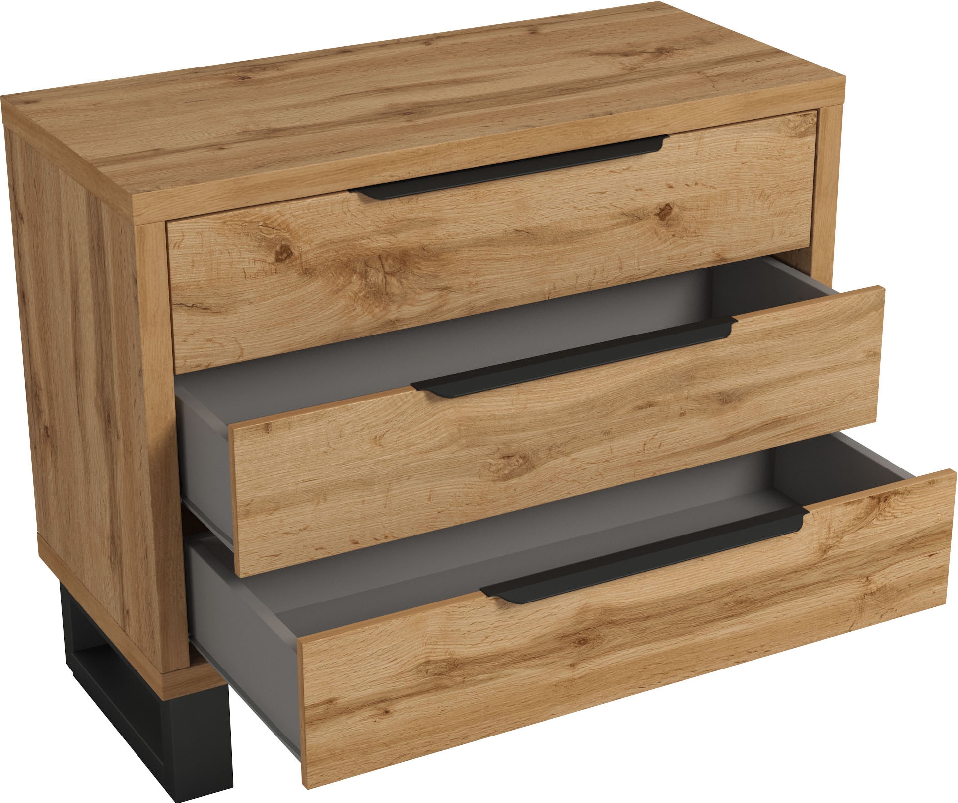 Home affaire Schubkastenkommode »Bronne, 99,5x83x45cm Kommode, Metallgriffe«, Füsse in Kufenform, Sideboard 3 Schubladen, Schlafzimmerkommode