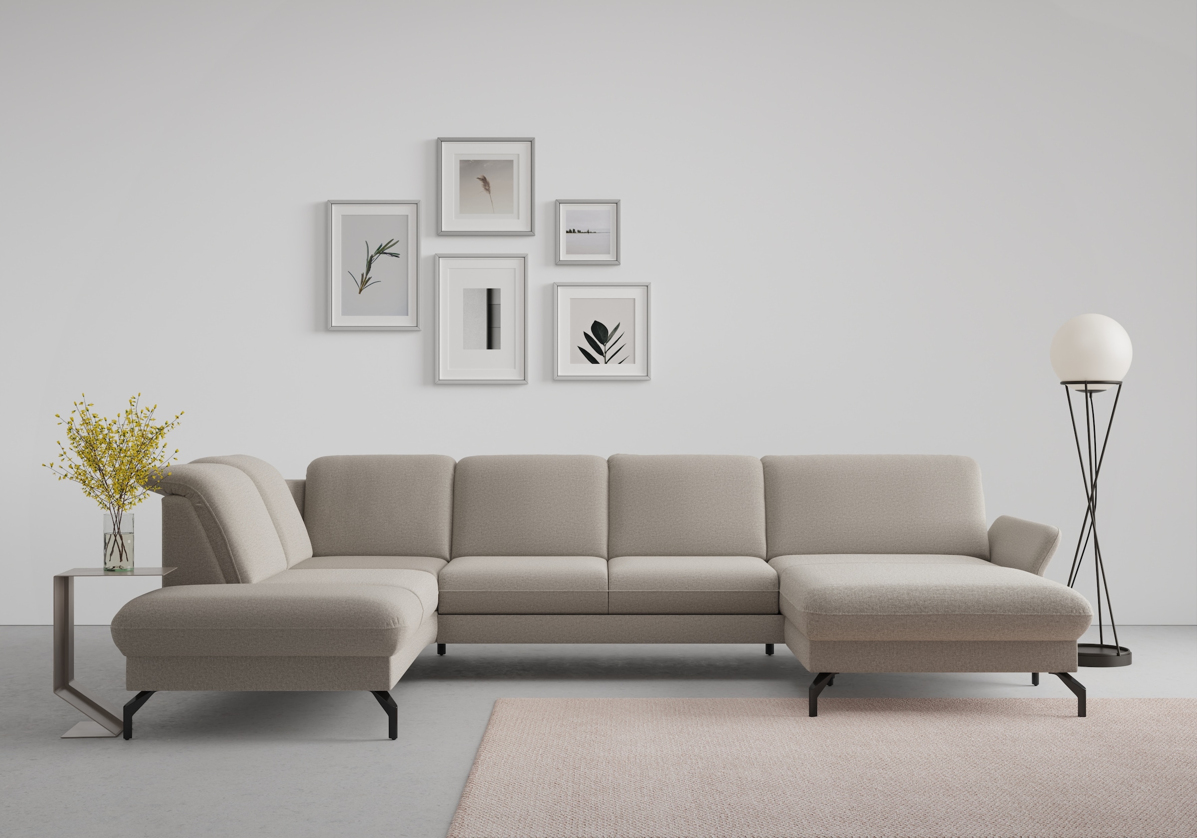 sit&more Wohnlandschaft "Fashion U-Form" wahlweise mit Kopfteilverstellung, Vorziehsitz, motorisch, Metallfüsse