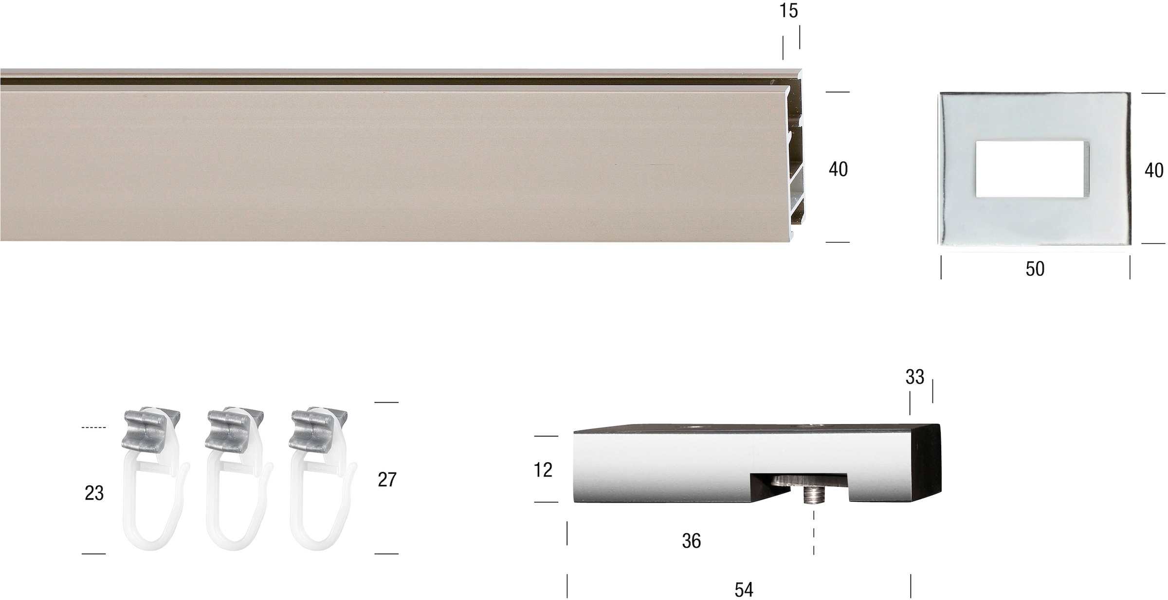 GARESA Gardinenstange »FLAT«, 1 läufig-läufig, Wunschmasslänge, Rechteckprofil, Deckenmontage, perfekter Lauf, modern, verlängerbar