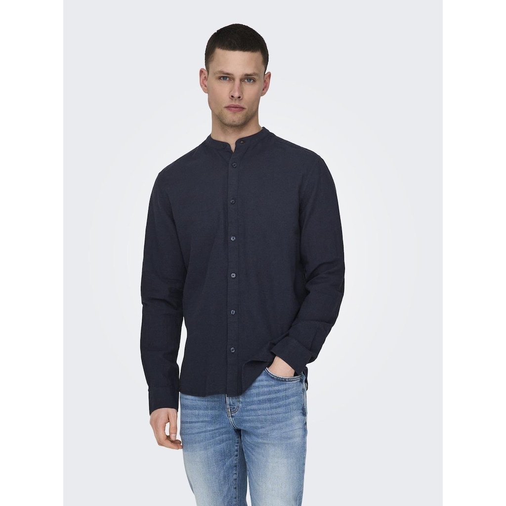 ONLY & SONS Langarmhemd »ONSCAIDEN LS SOLID LINEN MAO SHIRT NOOS«