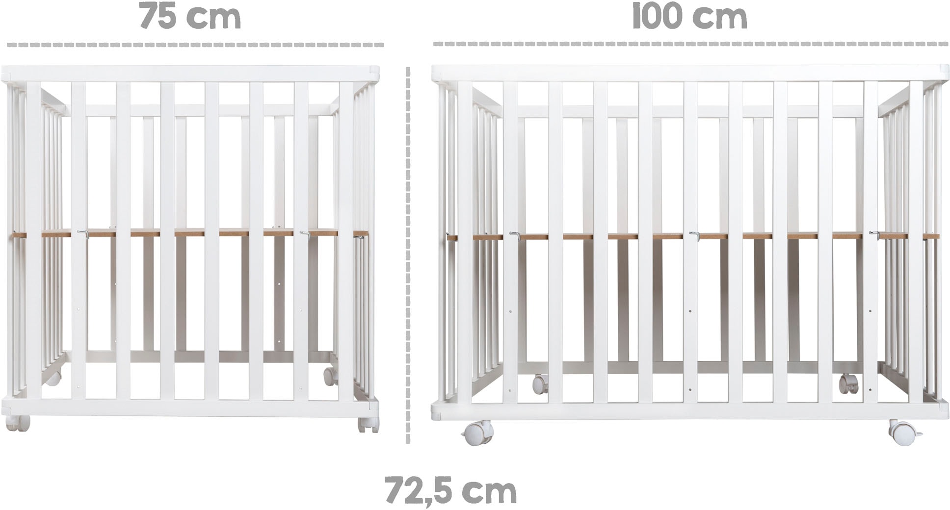 roba® Laufgitter »Fox & Bunny, weiss, 75x100 cm«, bis 15 kg, mit Stoffeinlage; Rollen, höhenverstellbar