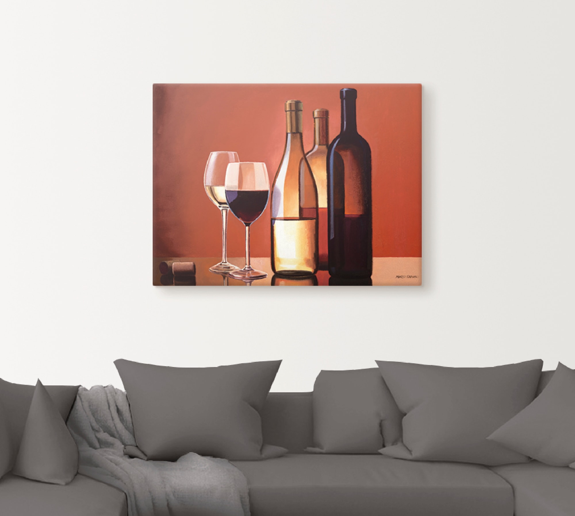 Artland Wandbild »Wein Trio«, Getränke, (1 St.), als Leinwandbild, Wandaufkleber oder Poster in versch. Grössen
