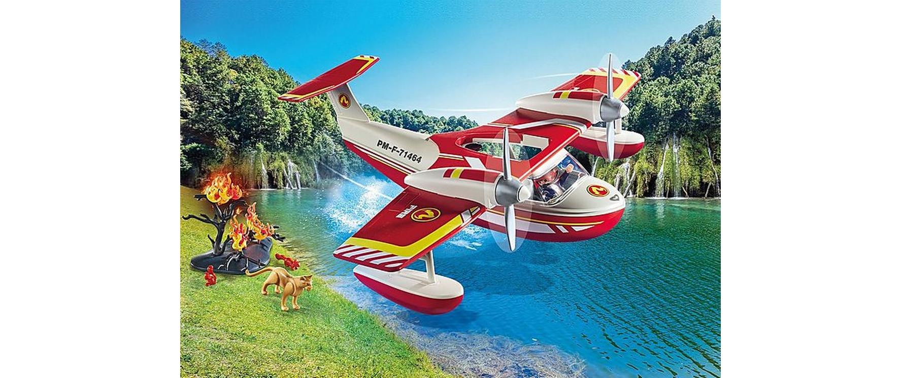 Playmobil® Spielbausteine »Action Heroes Feuerwehrflugzeug mit Löschfunktion 71463«, (34 St.)