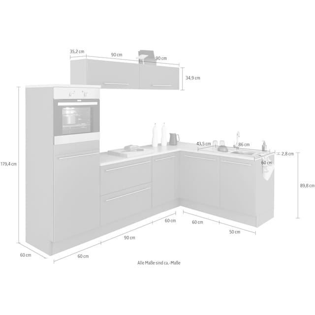 265x175 cm, mit bestellen Shop Winkelküche im Jelmoli-Online E- wahlweise OPTIFIT ❤ Stellbreite Geräten »Bern«,