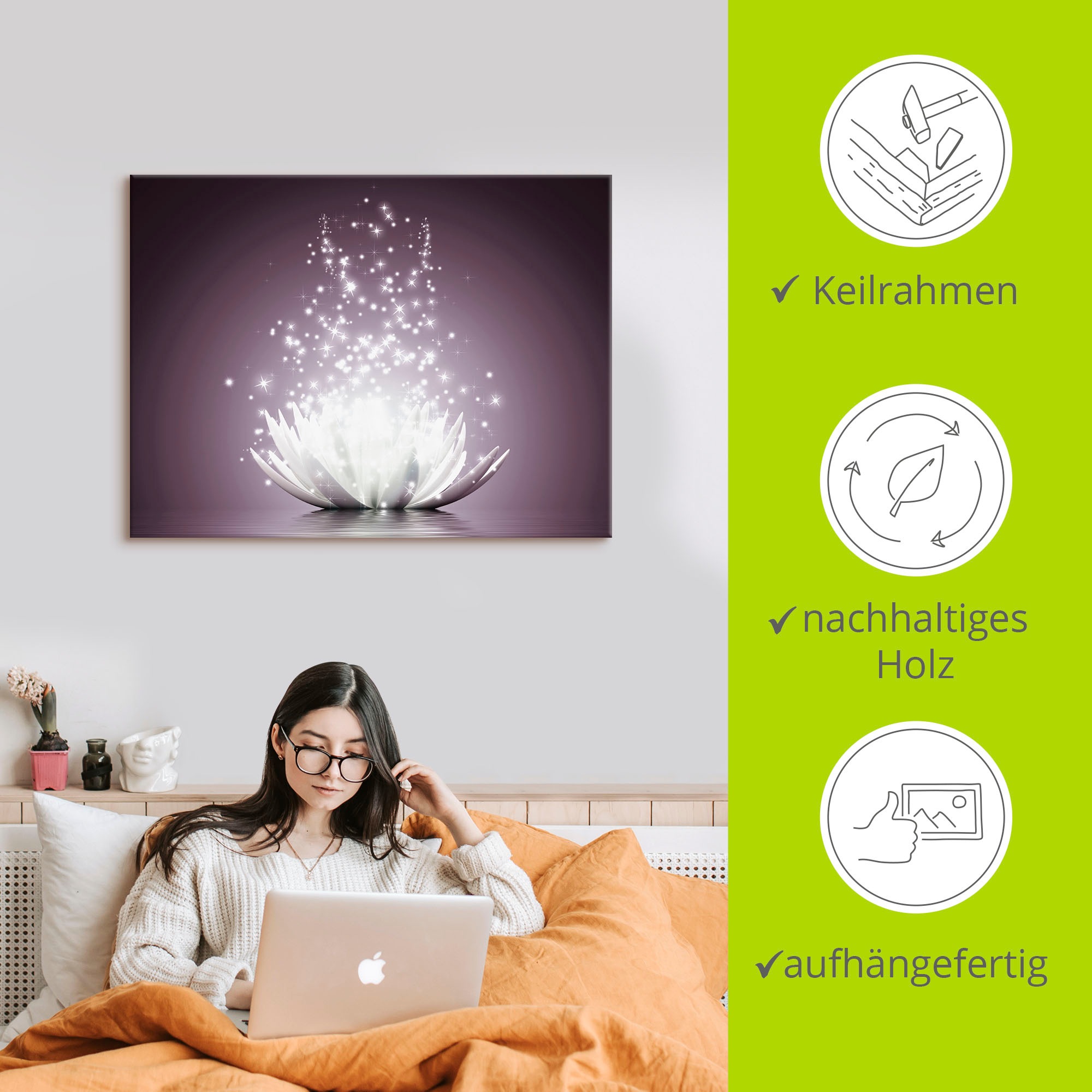 Artland Wandbild »Magie der Lotus-Blume«, Blumen, (1 St.), als Leinwandbild, Poster, Wandaufkleber in verschied. Grössen