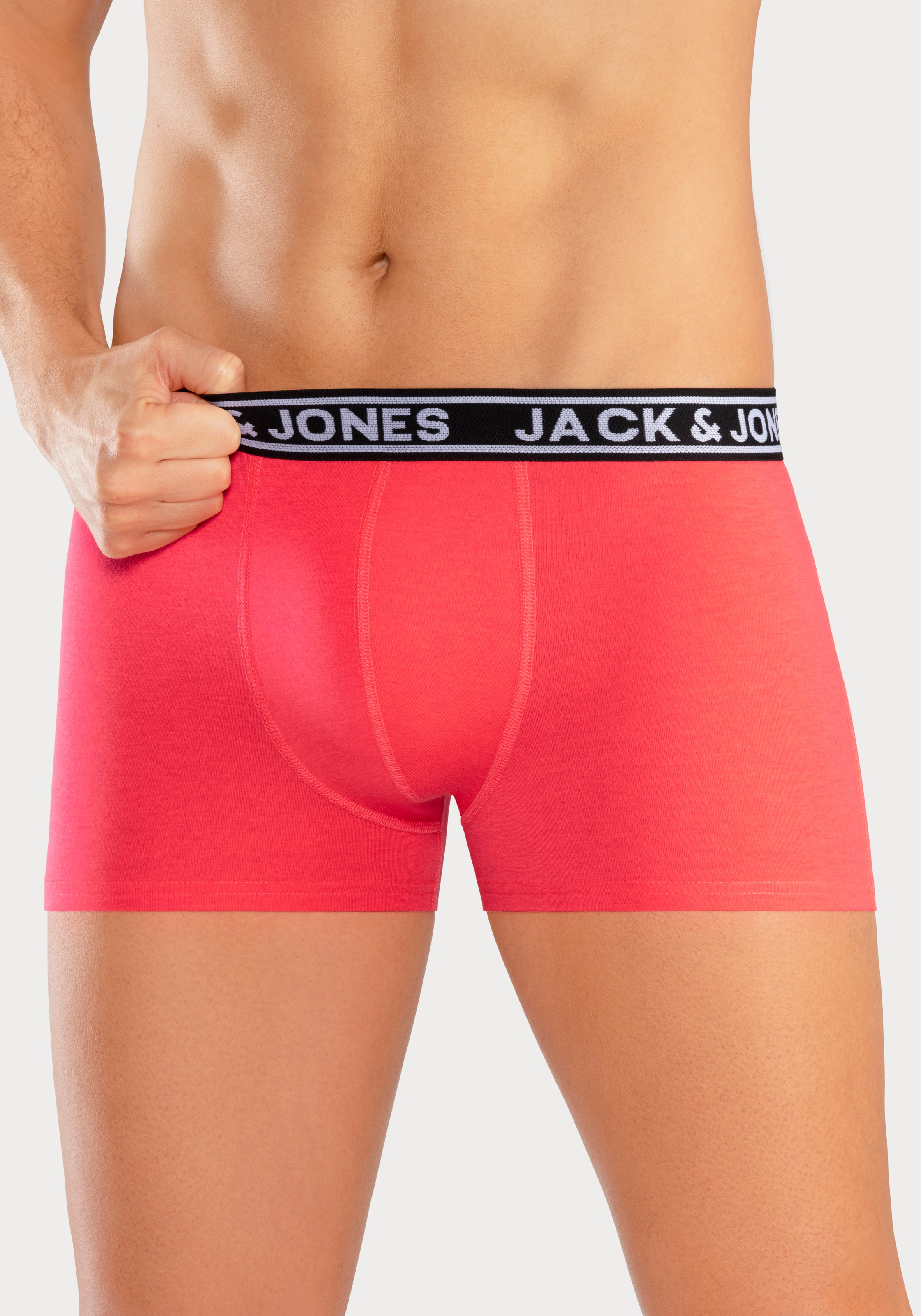 Jack & Jones Trunk »JACCRISP im 6er Pack mit Logobund und Stretchkomfort«, (Packung, 6 St.), unifarben mit Farbeinsatz, modisch, eng anliegend, Baumwollmischung